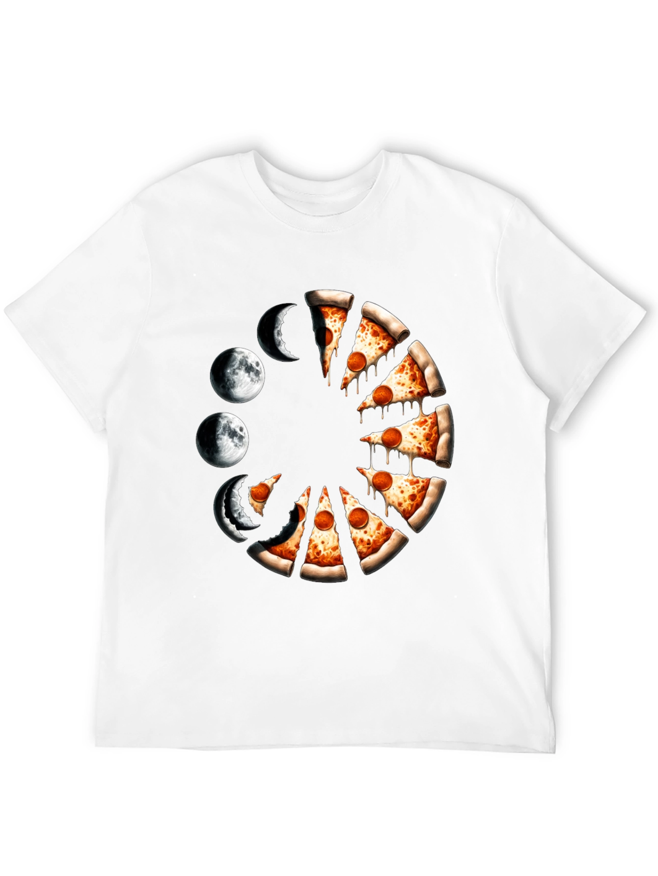Pizza Moon Phases Graphic Tee - Black Casual Shirt