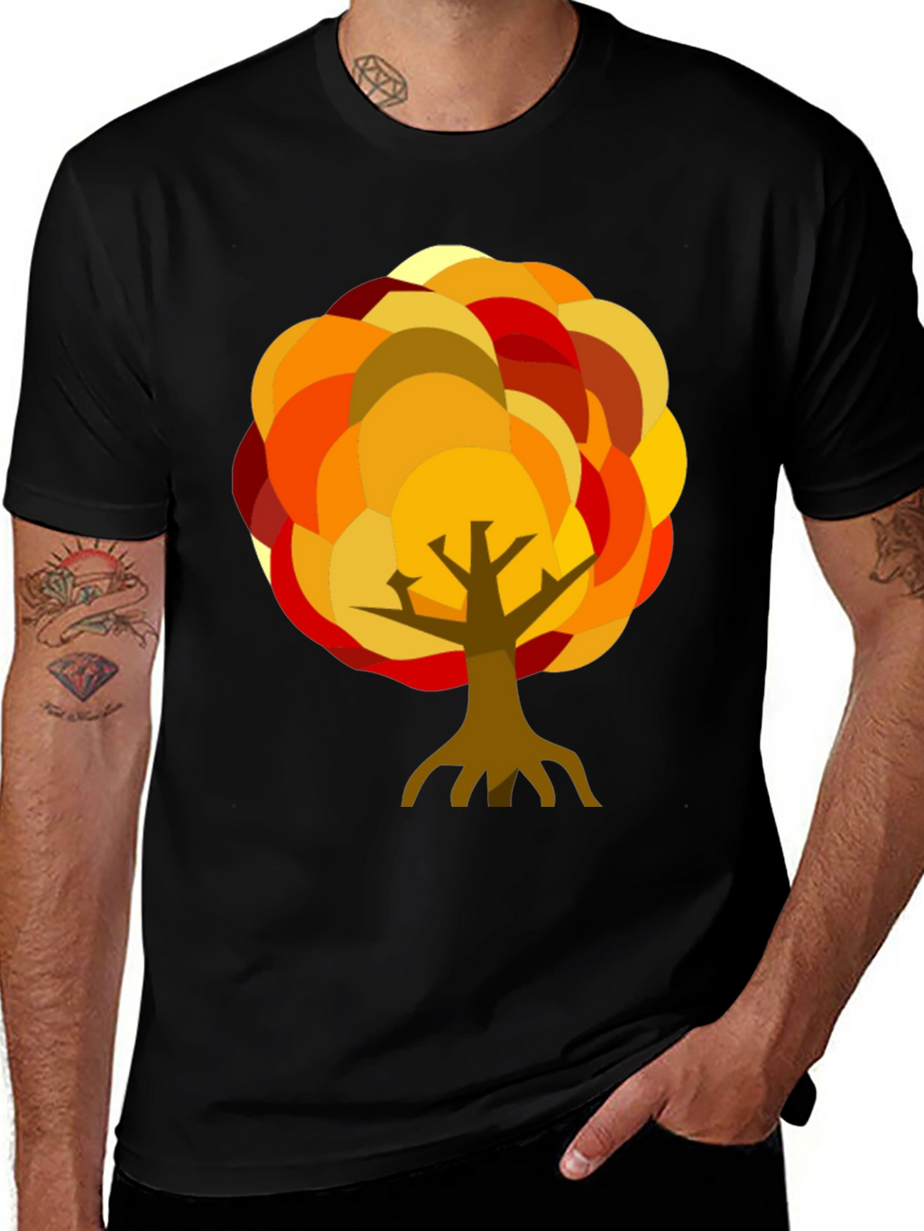 Autumn Tree Graphic Black T-Shirt
