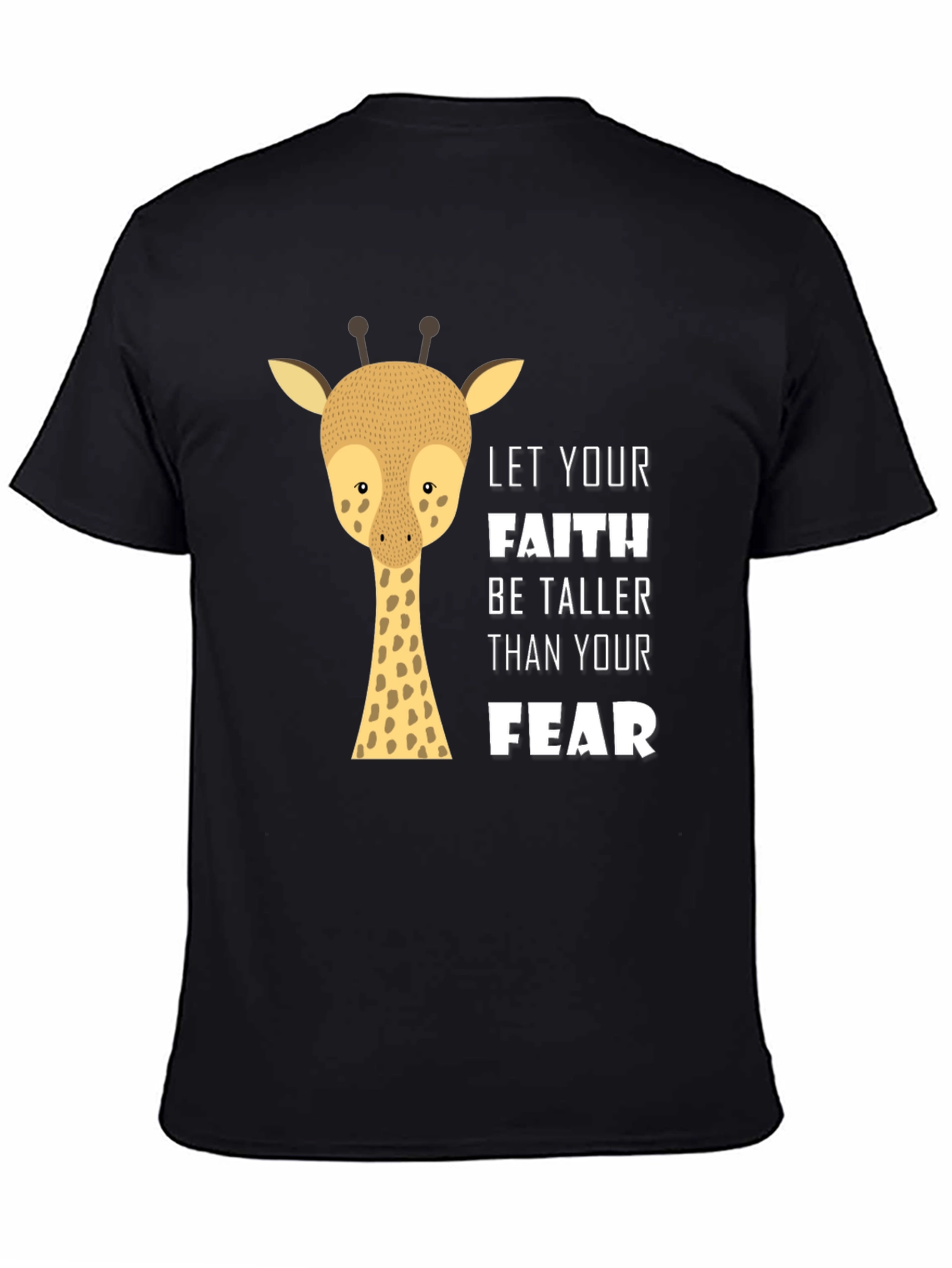 Faith Over Fear Giraffe Graphic Tee - Black