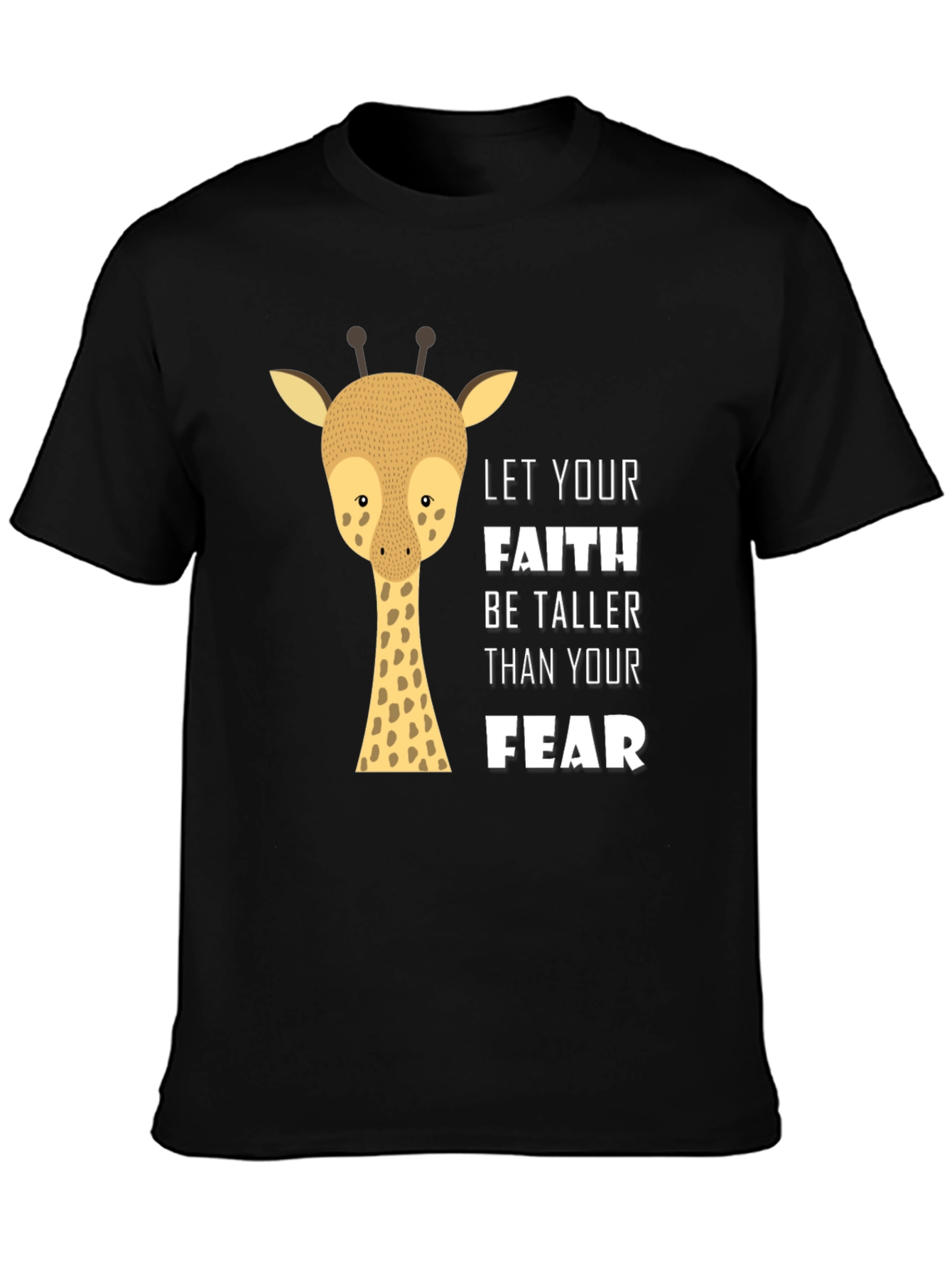 Faith Over Fear Giraffe Graphic Tee - Black