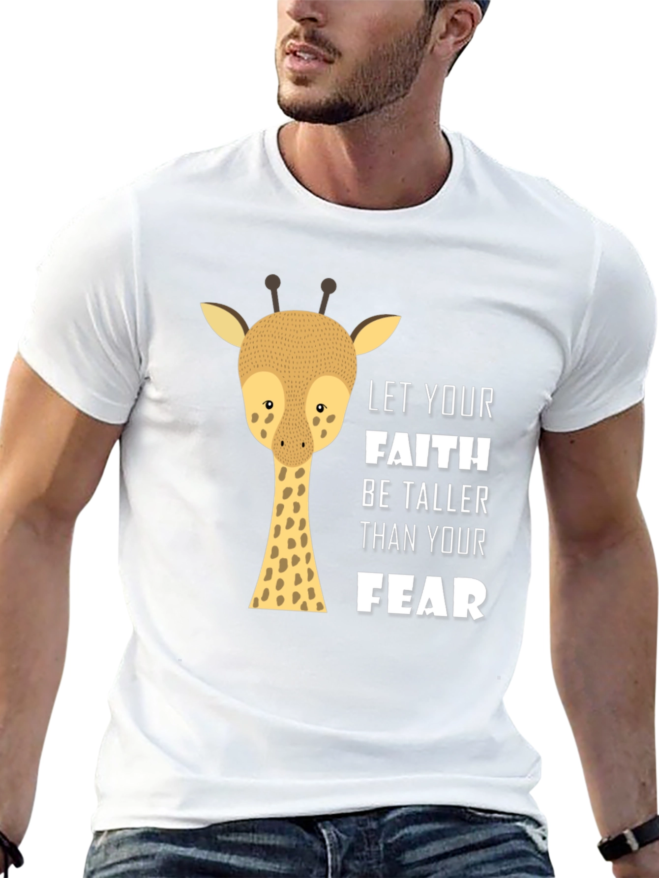 Faith Over Fear Giraffe Graphic Tee - Black