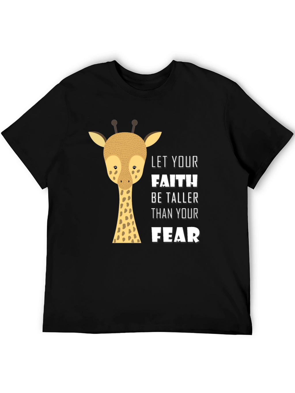 Faith Over Fear Giraffe Graphic Tee - Black