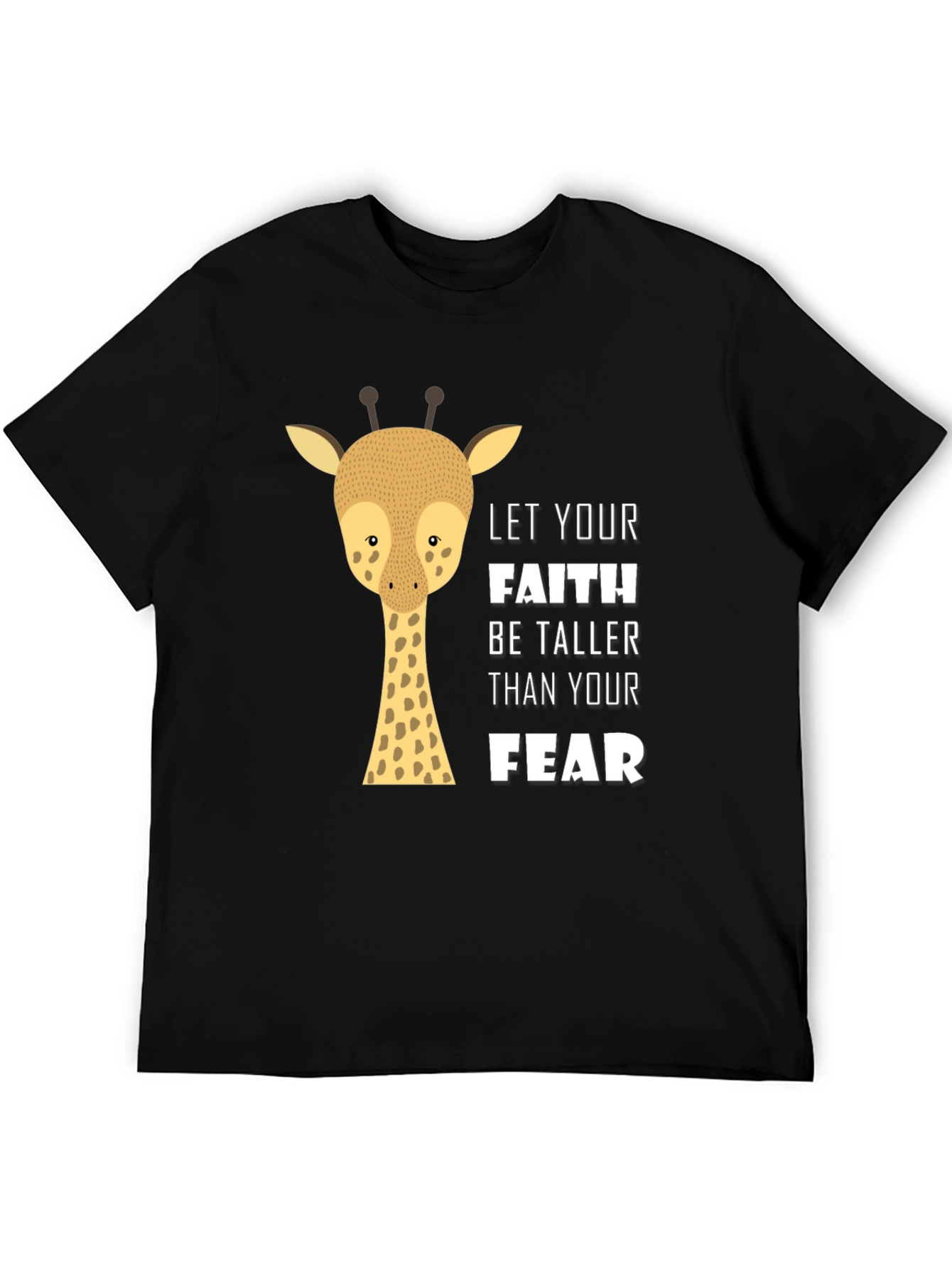 Faith Over Fear Giraffe Graphic Tee - Black