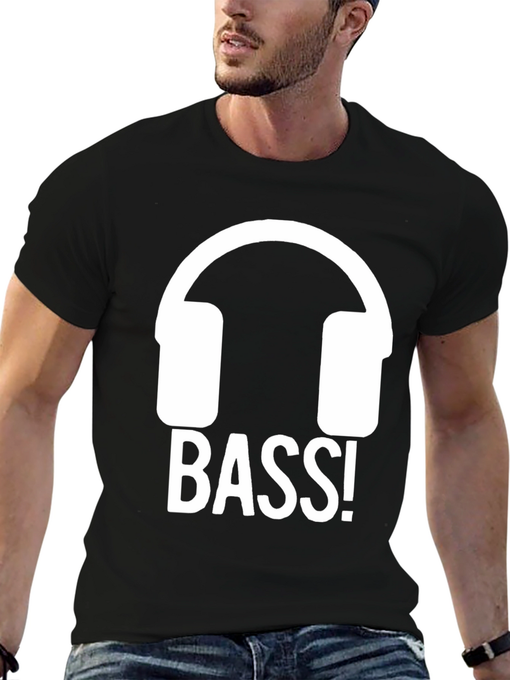 Bass Headphones Black T-Shirt - Music Lover Tee