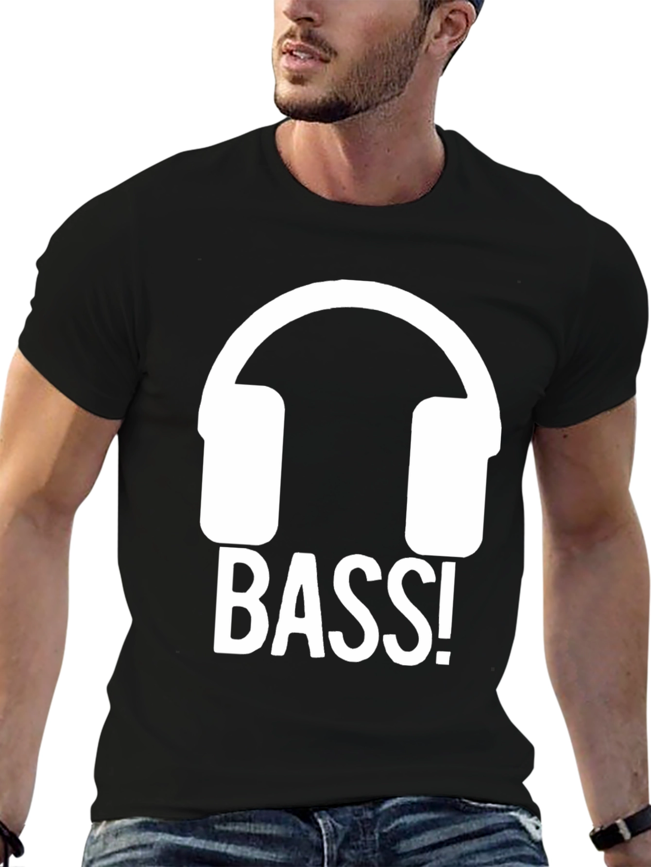 Bass Headphones Black T-Shirt - Music Lover Tee