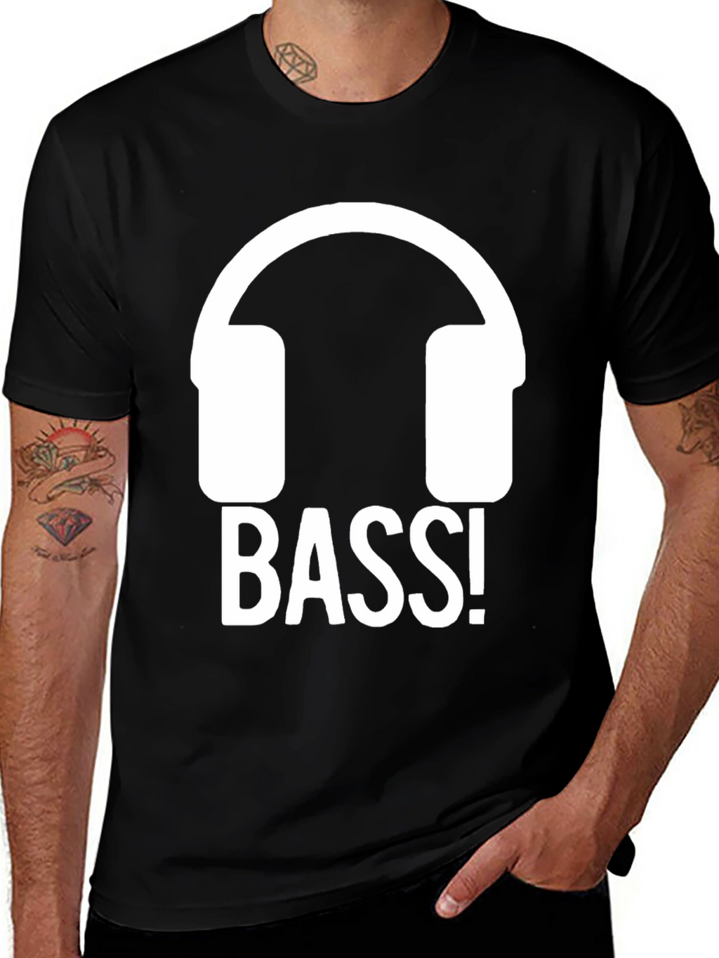 Bass Headphones Black T-Shirt - Music Lover Tee