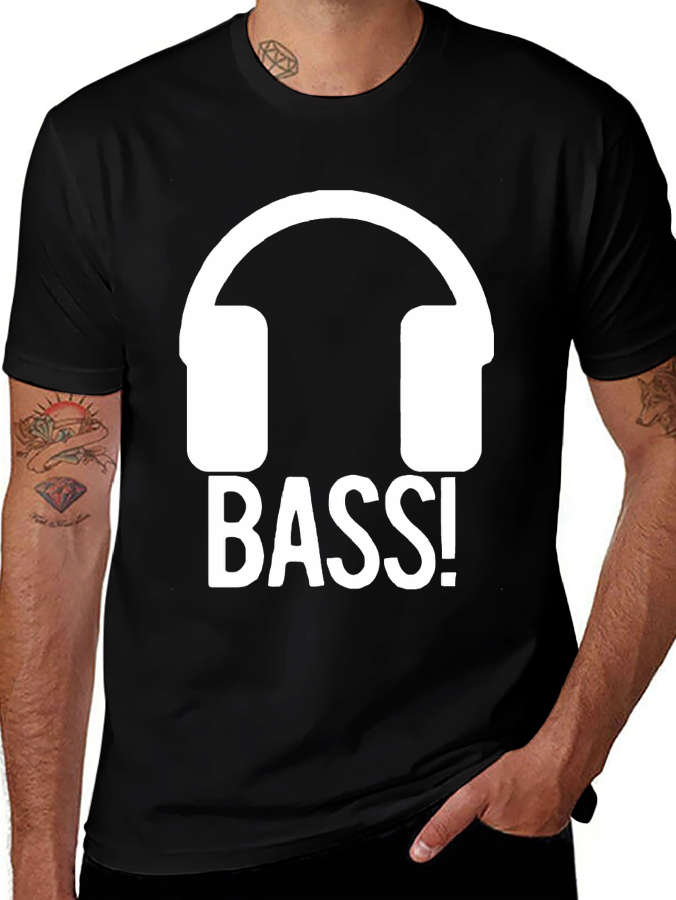 Bass Headphones Black T-Shirt - Music Lover Tee