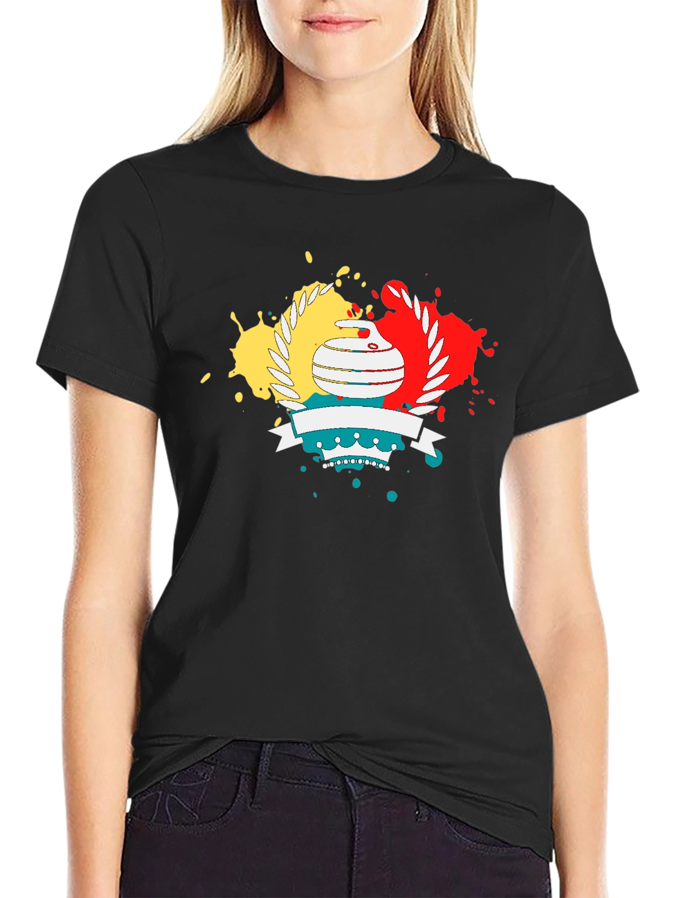 Curling Crest T-Shirt - Colorful Design