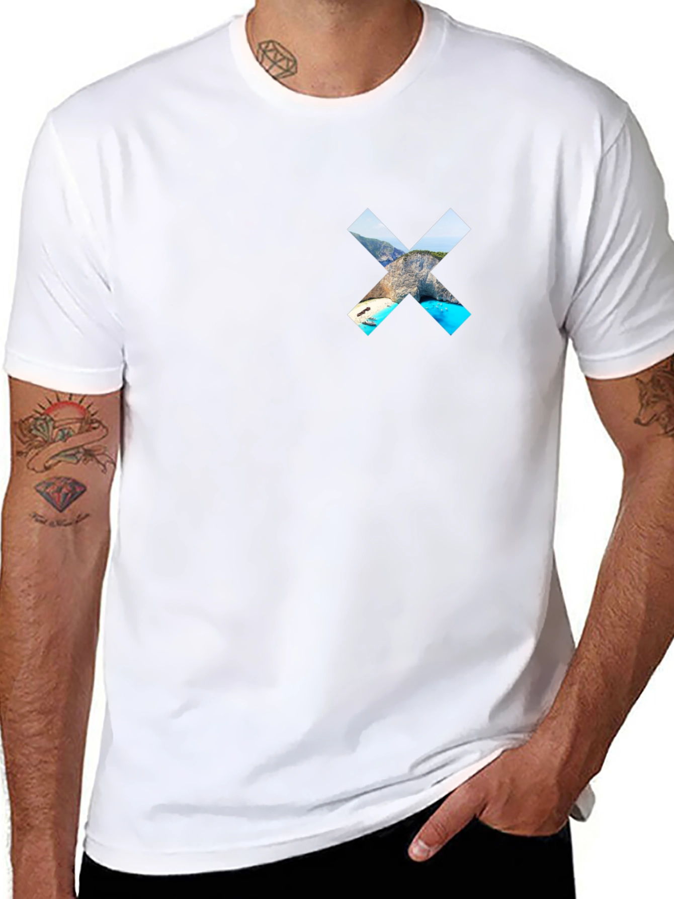 Black T-Shirt with Landscape X Graphic
