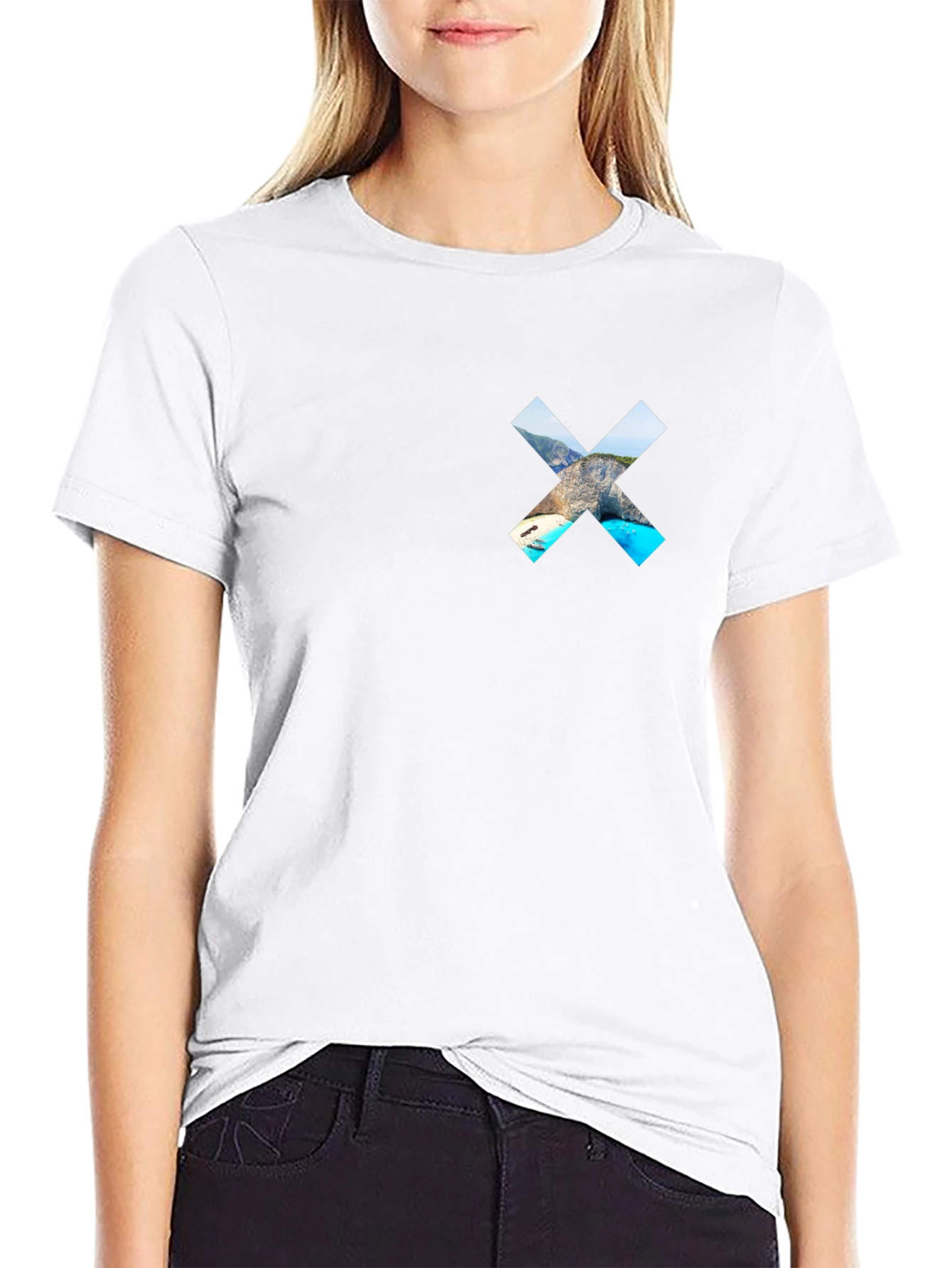 Black T-Shirt with Landscape X Graphic