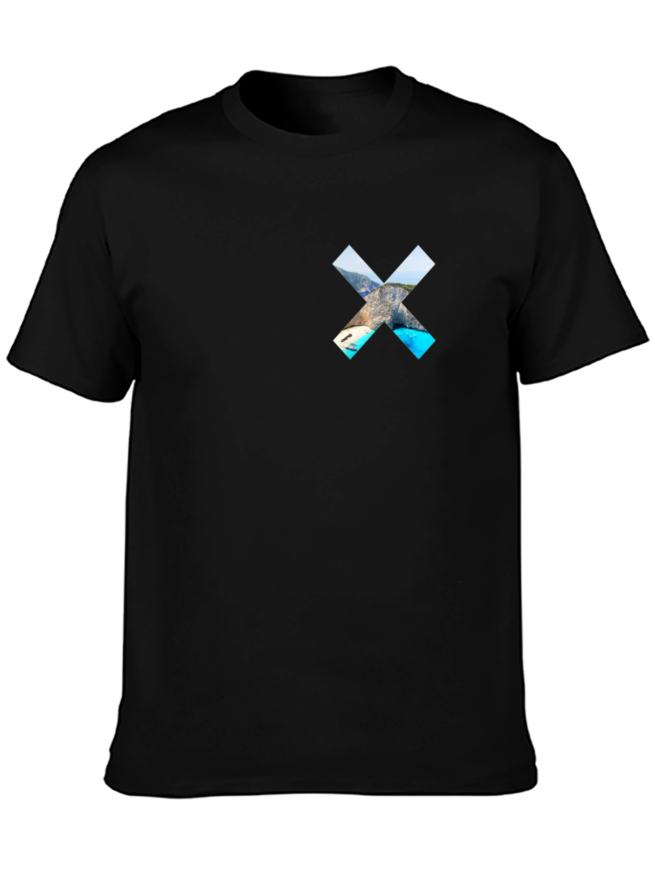 Black T-Shirt with Landscape X Graphic