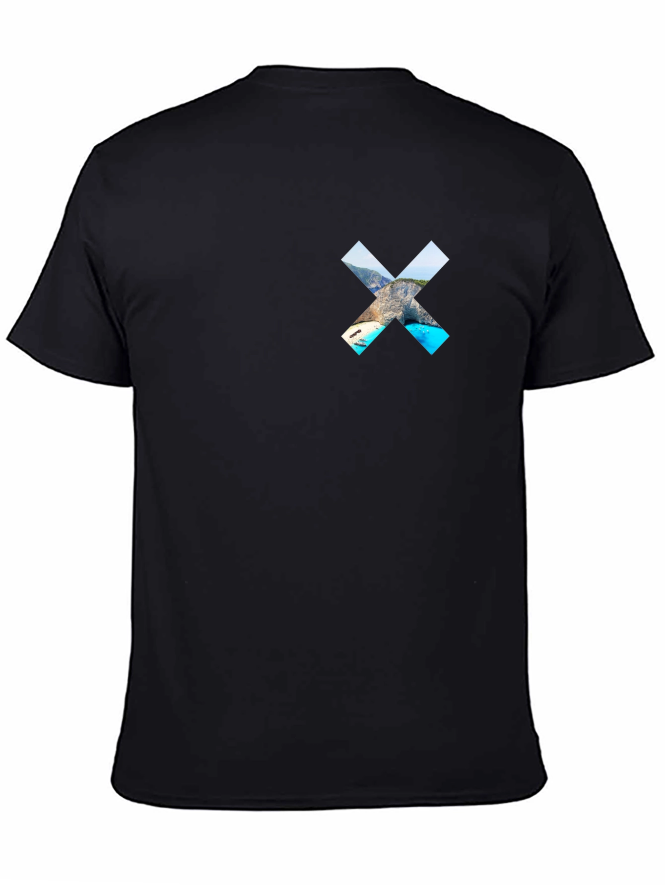 Black T-Shirt with Landscape X Graphic