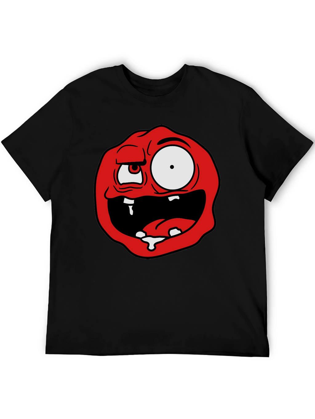 Cartoon Monster Graphic Tee - Black Cotton Blend
