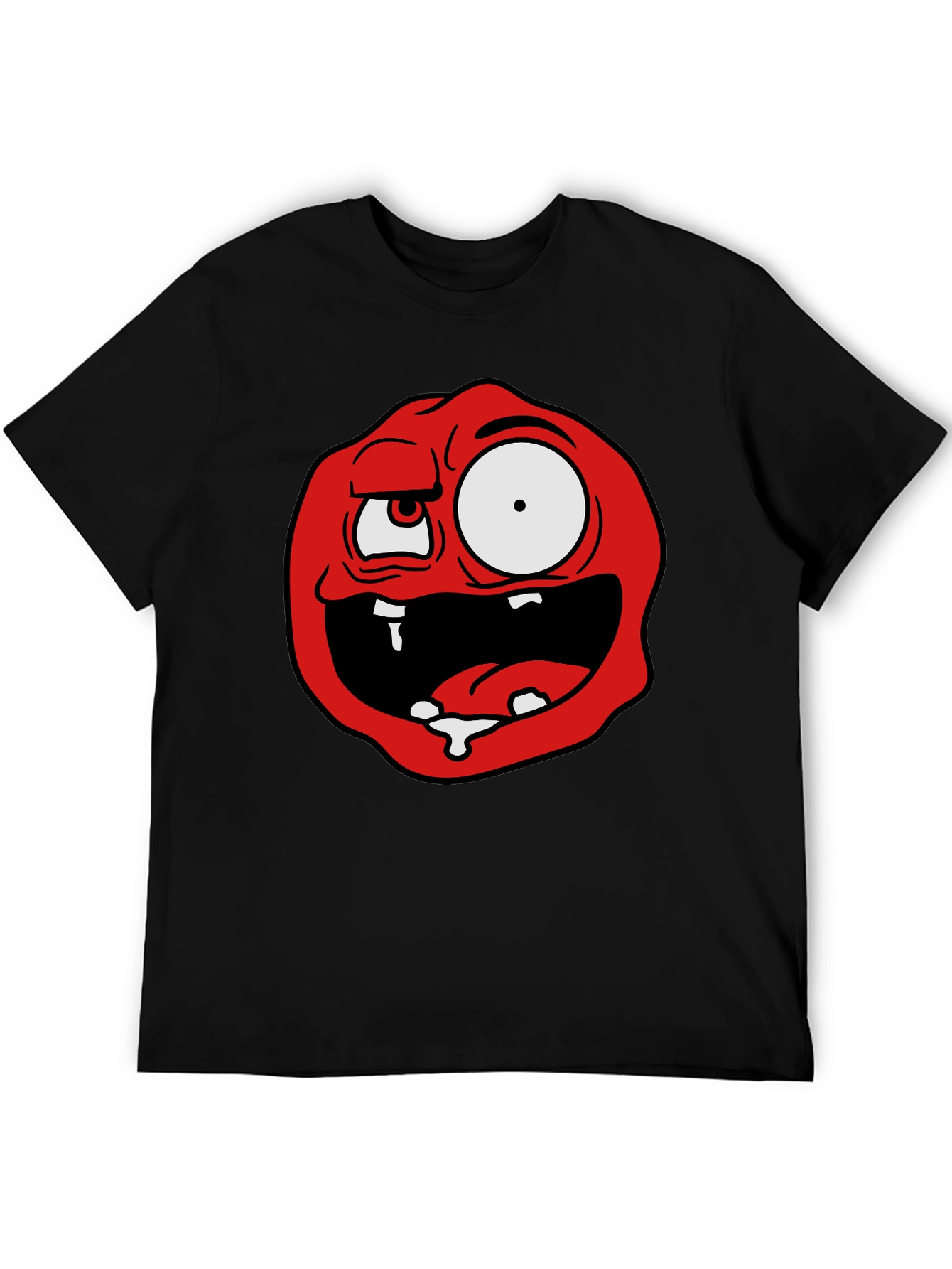 Cartoon Monster Graphic Tee - Black Cotton Blend