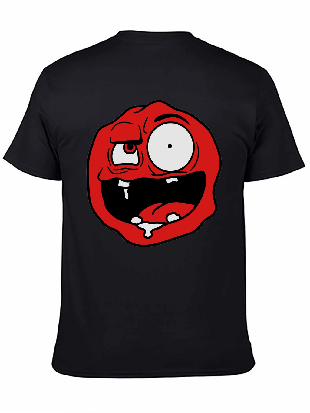 Cartoon Monster Graphic Tee - Black Cotton Blend