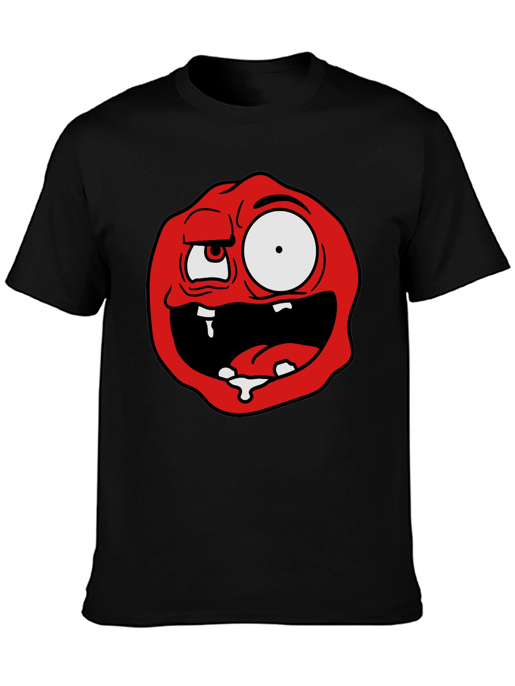 Cartoon Monster Graphic Tee - Black Cotton Blend