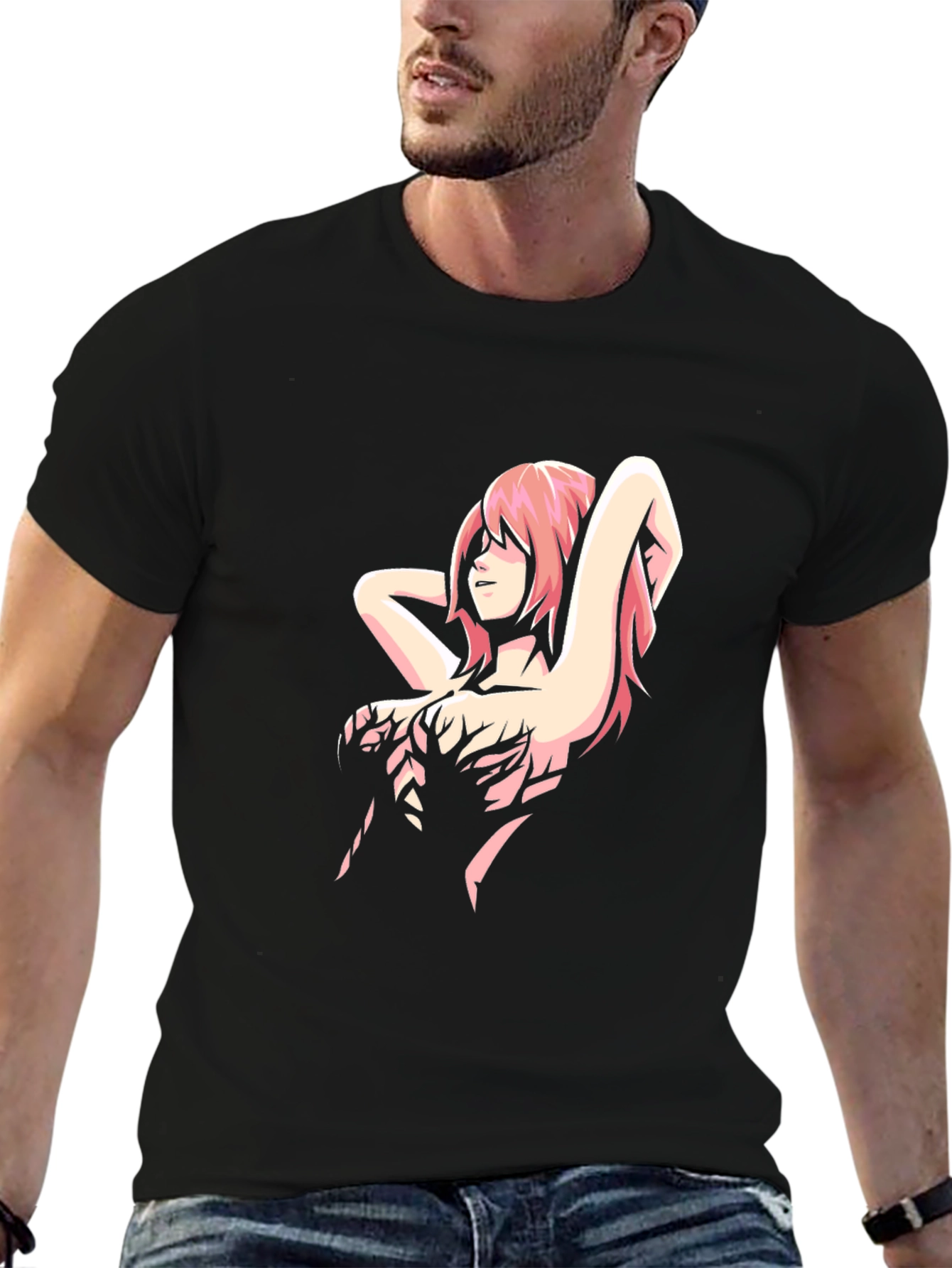 Anime Girl Graphic Black T-Shirt