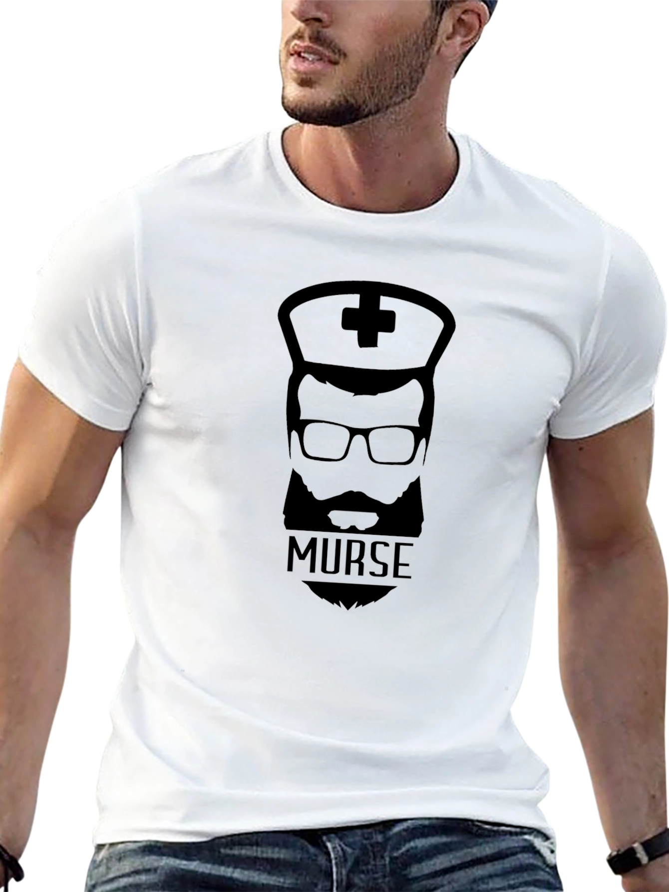 Murse T-Shirt: Bearded Male Nurse Graphic Tee