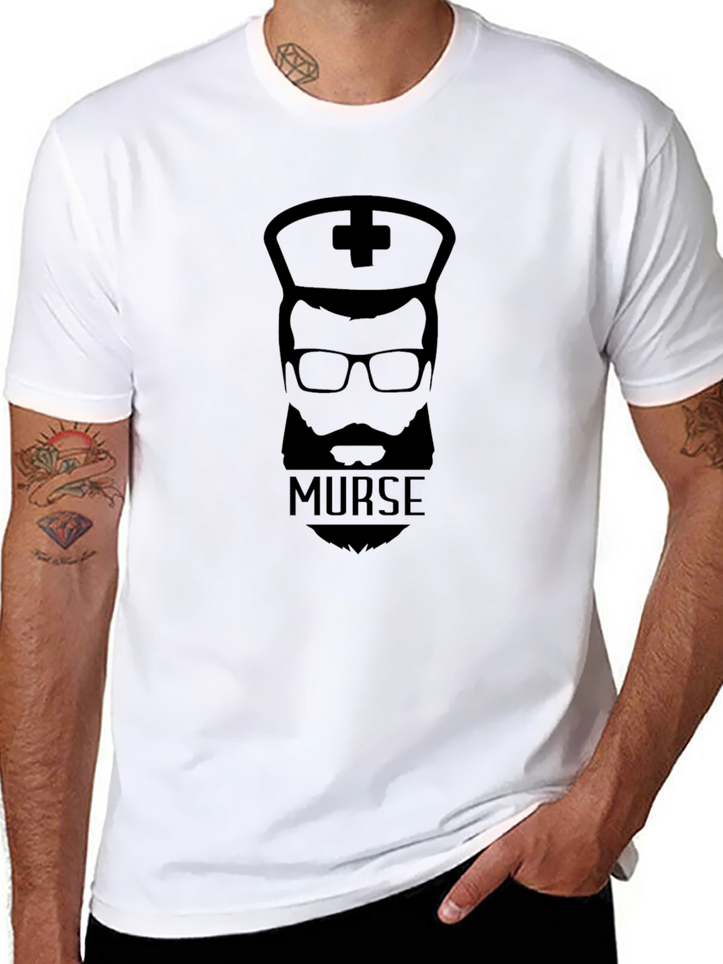 Murse T-Shirt: Bearded Male Nurse Graphic Tee