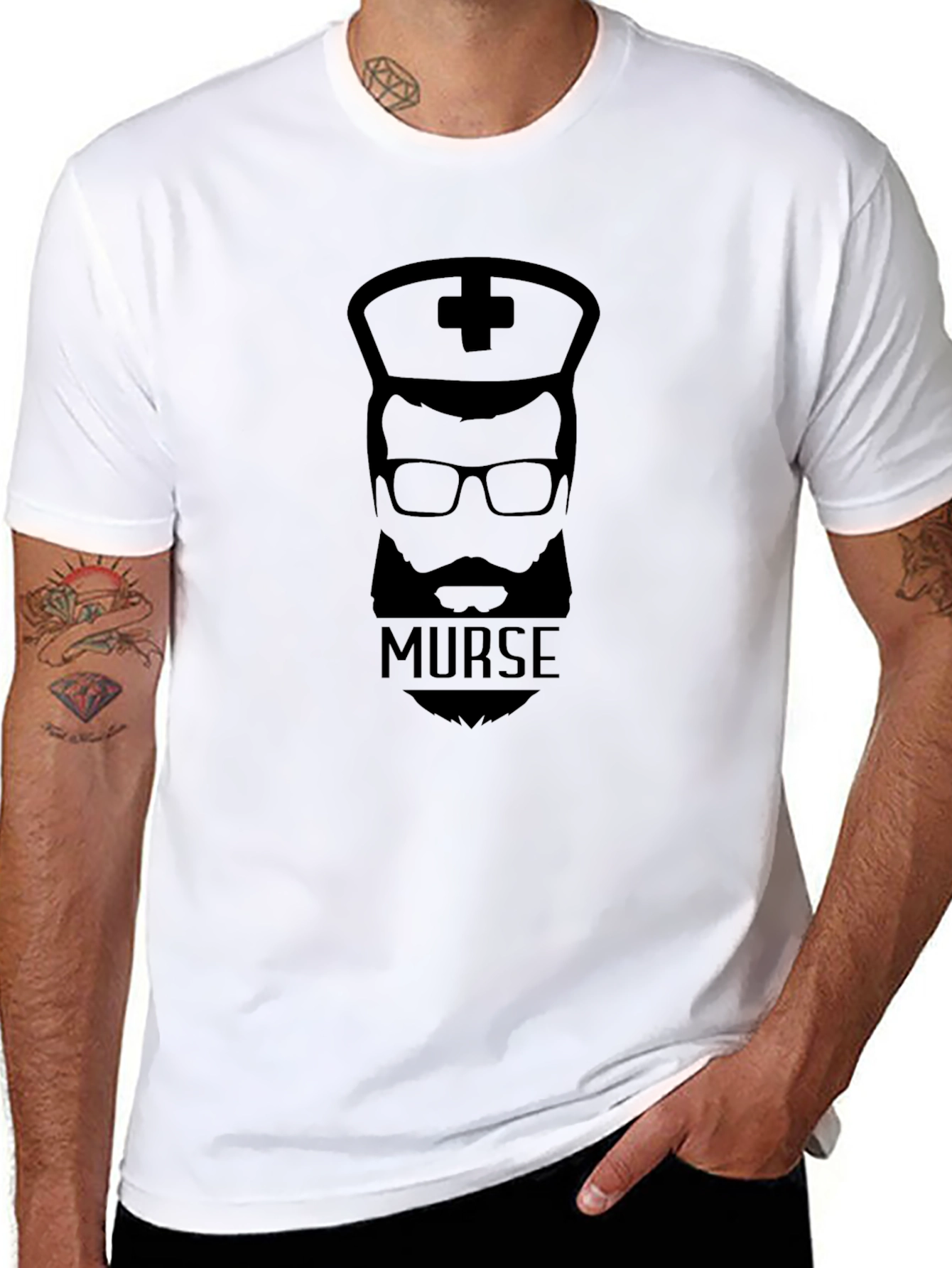 Murse T-Shirt: Bearded Male Nurse Graphic Tee