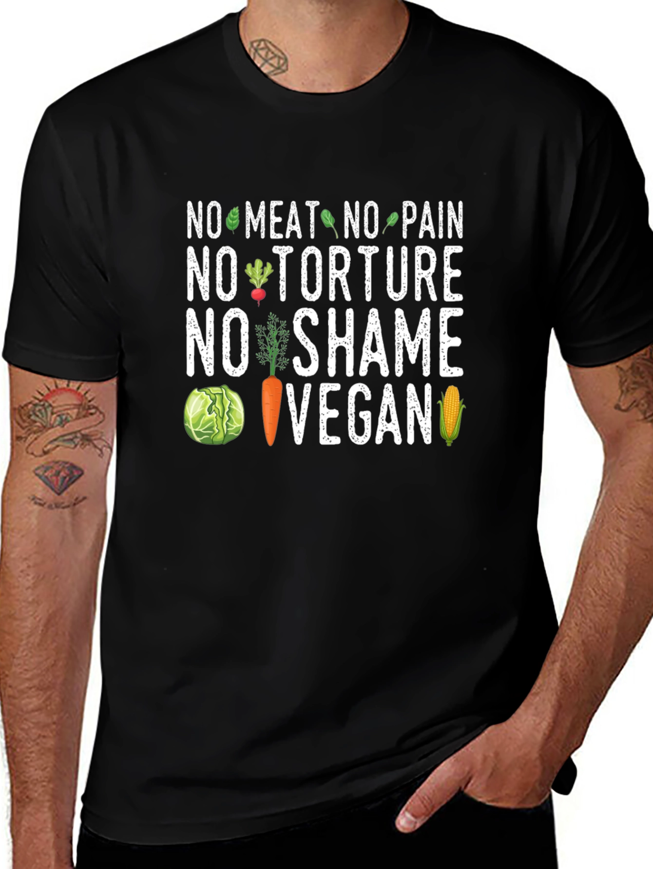 Vegan T-Shirt - No Meat No Pain No Torture No Shame