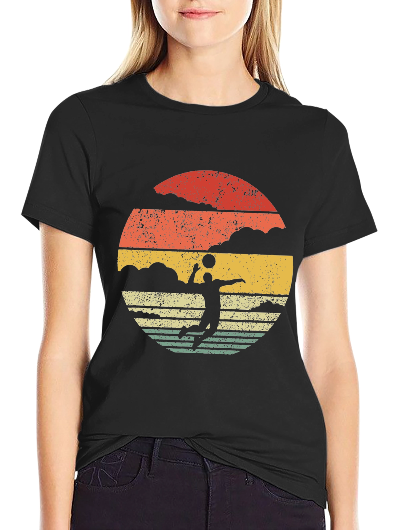 Vintage Volleyball Sunset Graphic Tee