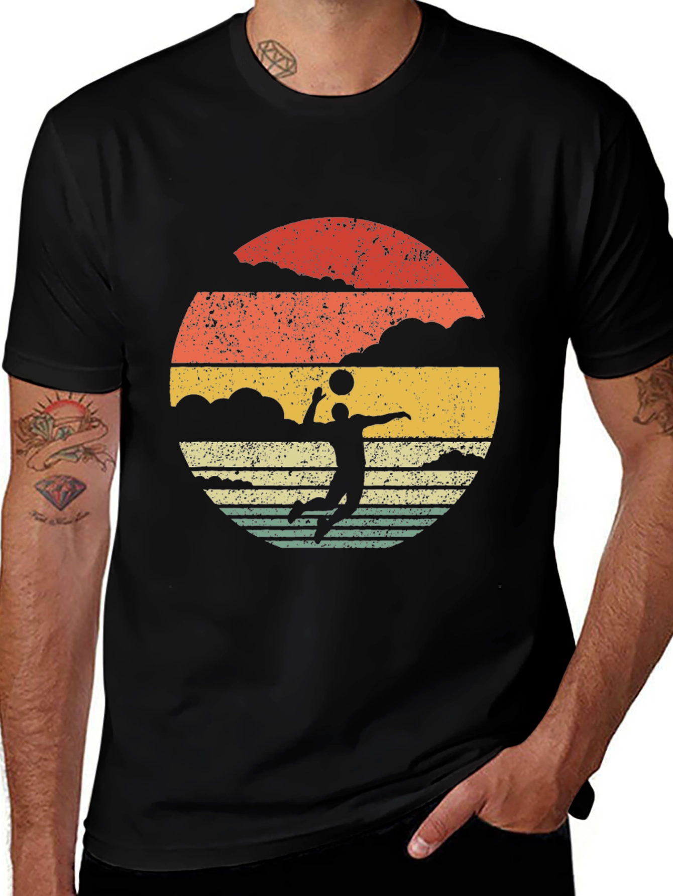 Vintage Volleyball Sunset Graphic Tee