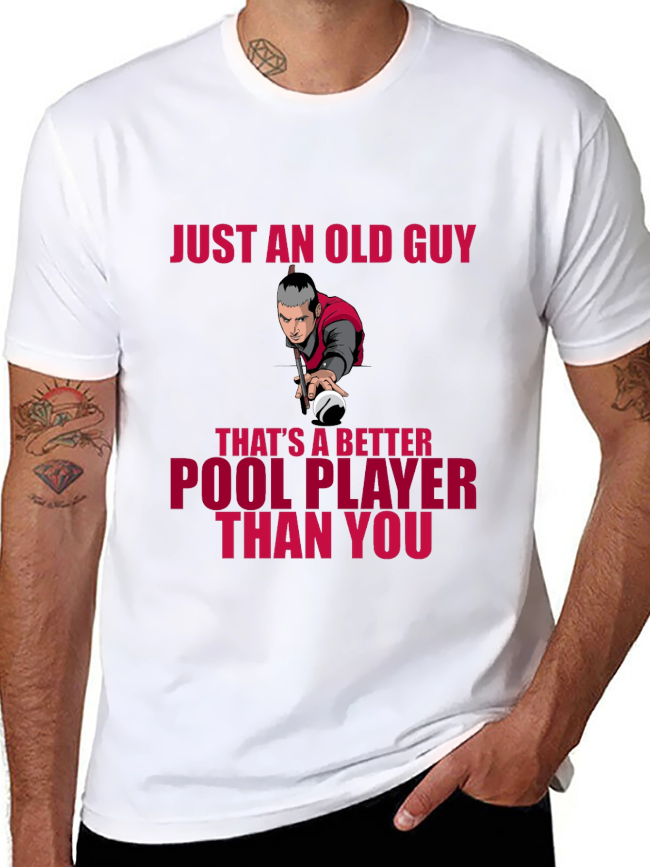 Old Guy Pool Player T-Shirt