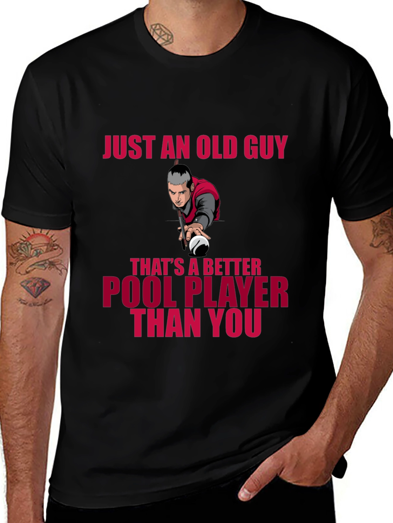 Old Guy Pool Player T-Shirt