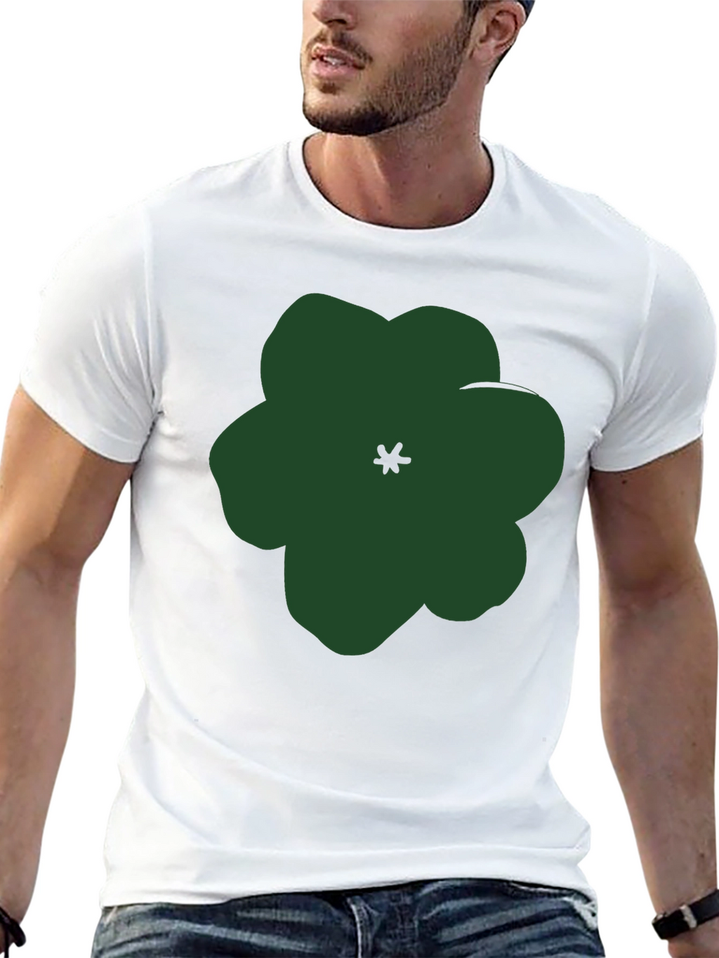 Abstract Flower Graphic Print Black Tee