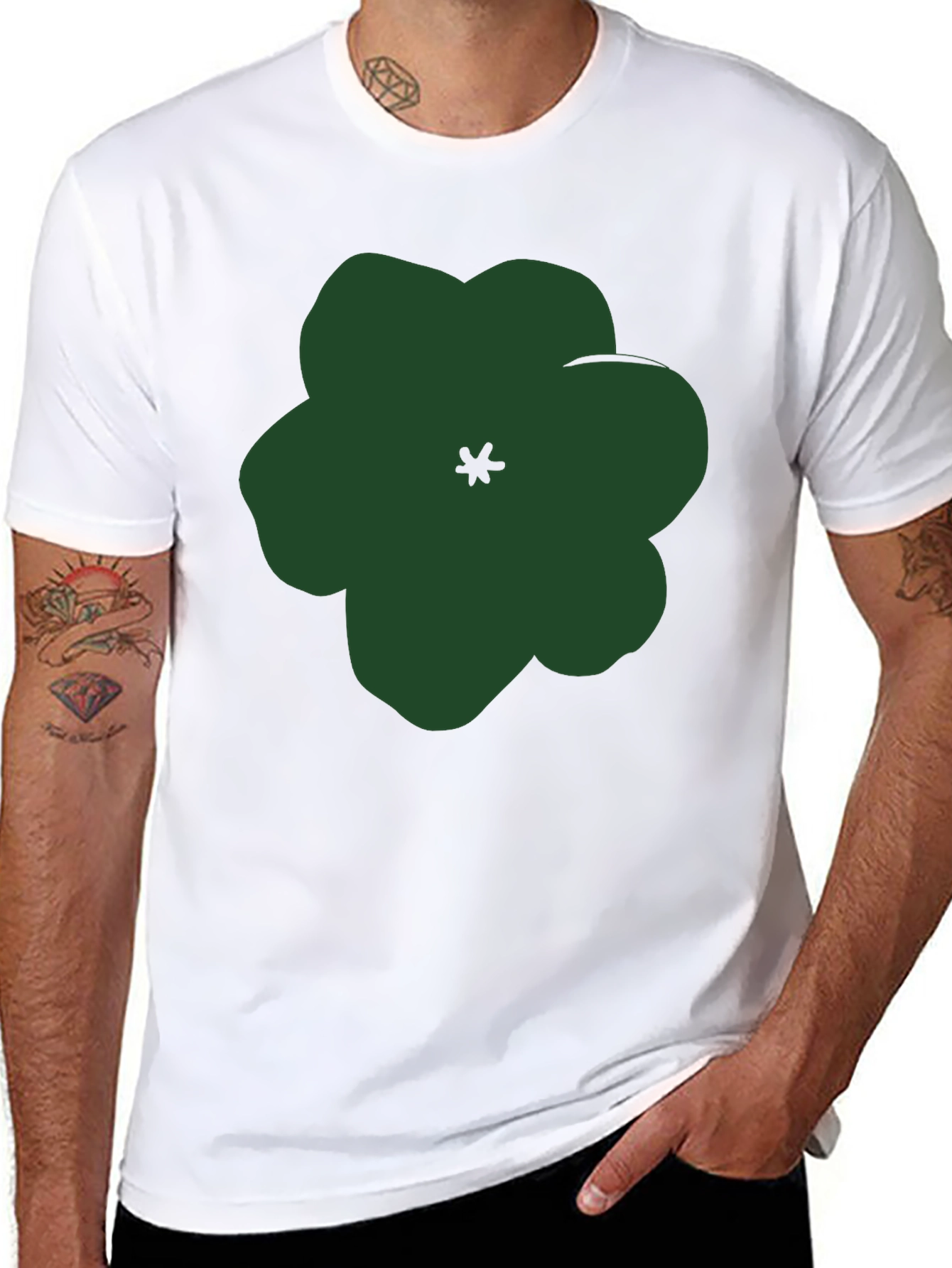 Abstract Flower Graphic Print Black Tee