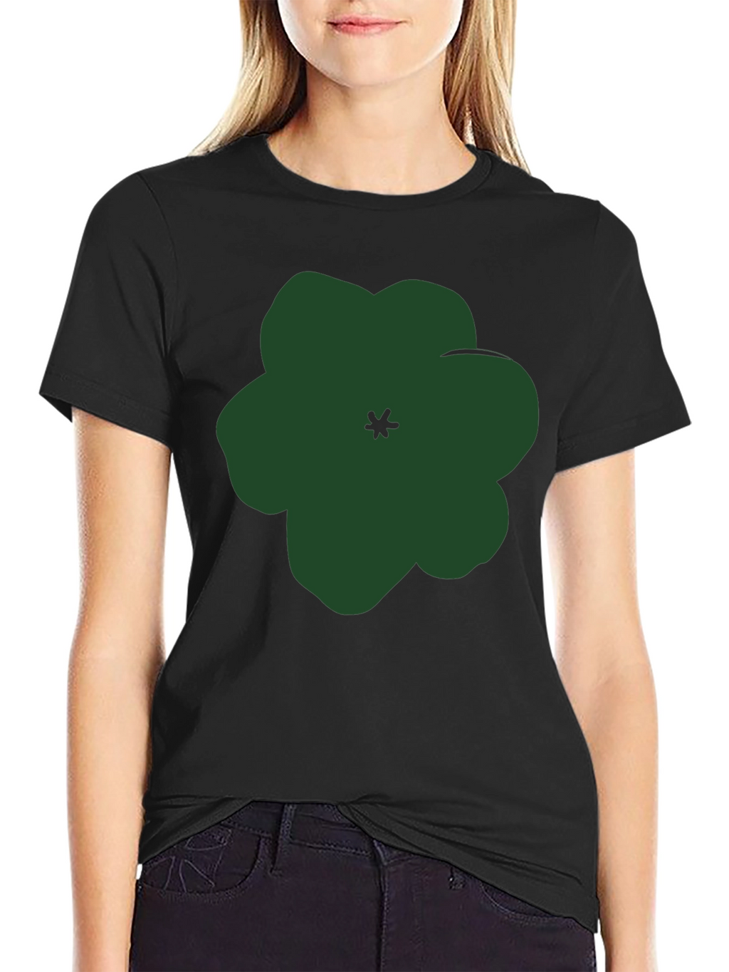 Abstract Flower Graphic Print Black Tee