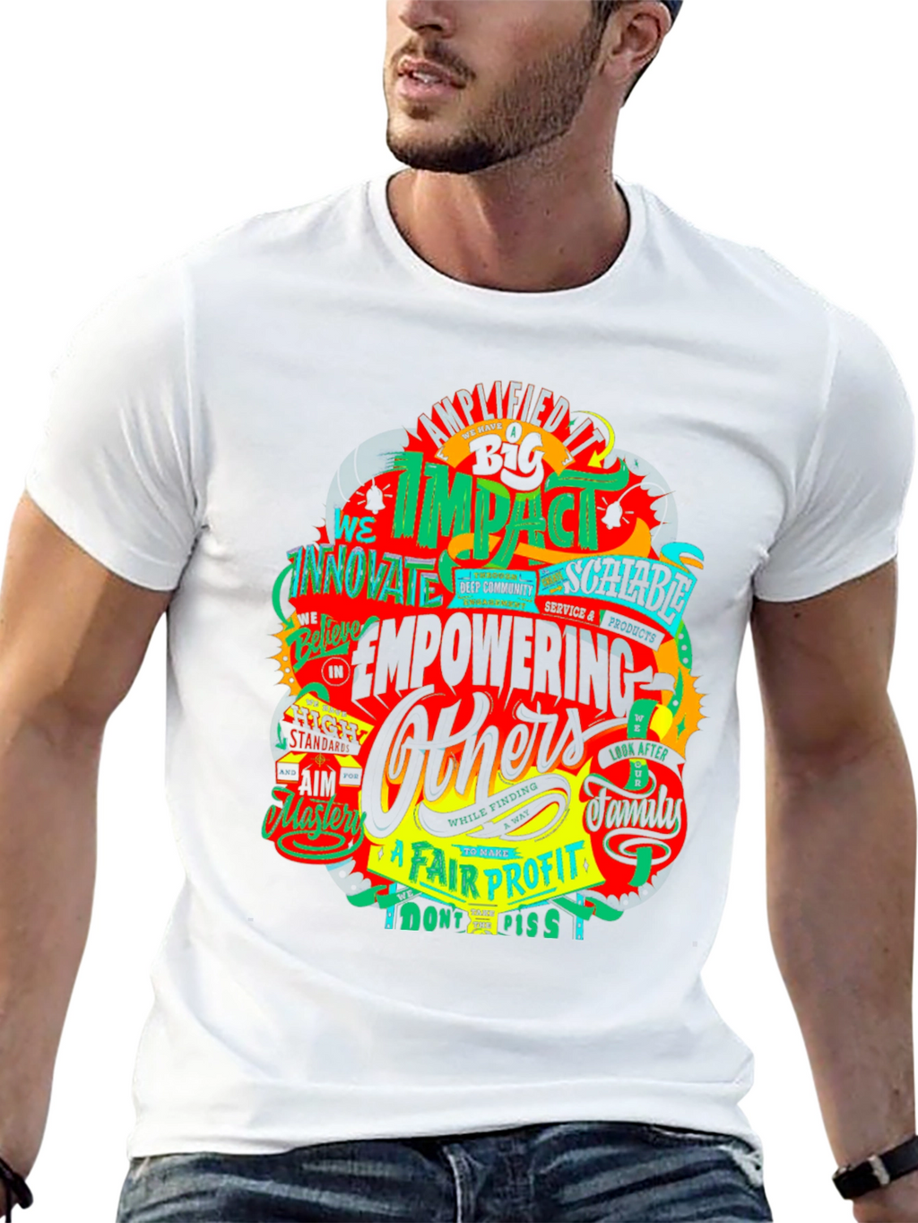 Impactful Empowering Others Graphic Print Black T-Shirt