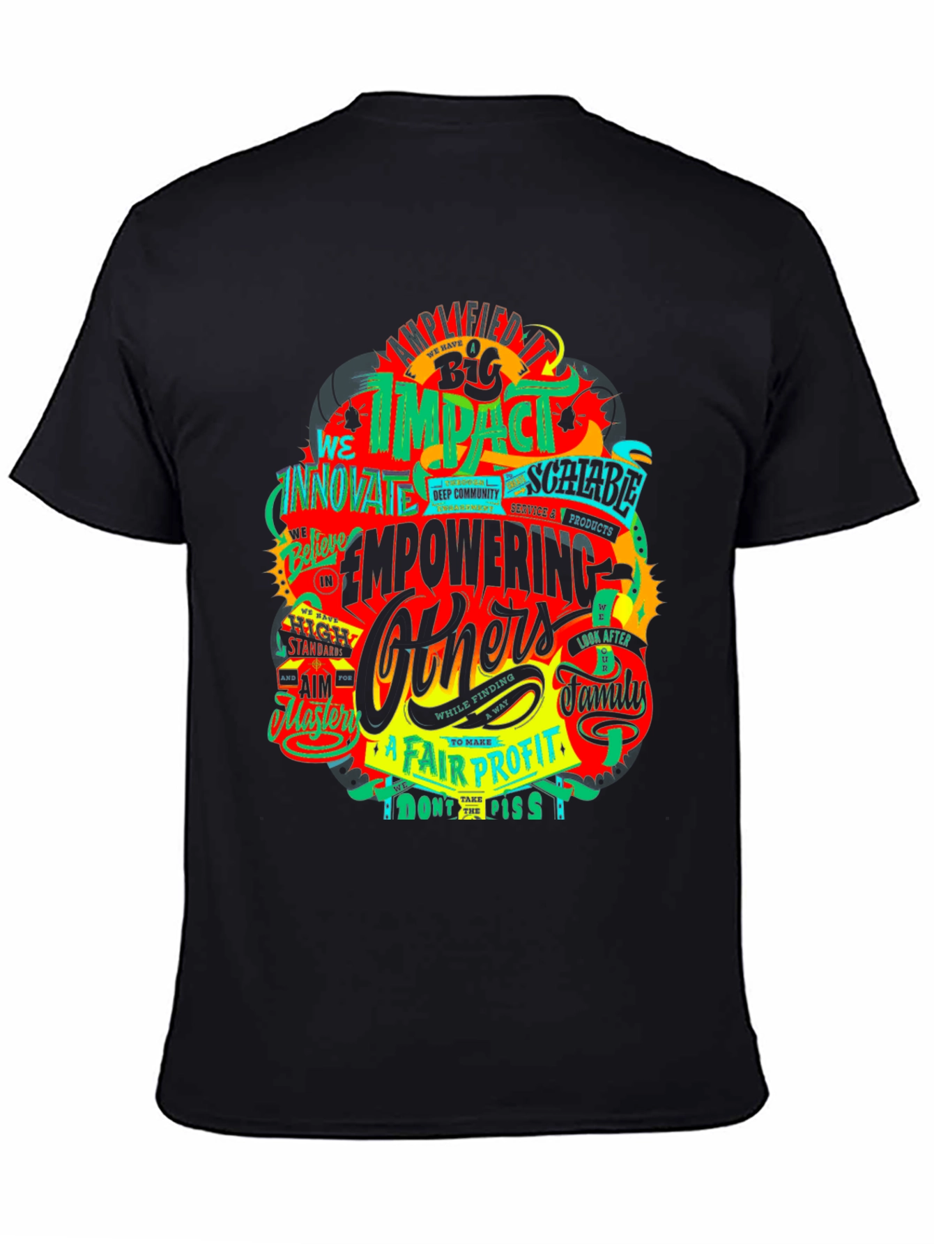 Impactful Empowering Others Graphic Print Black T-Shirt