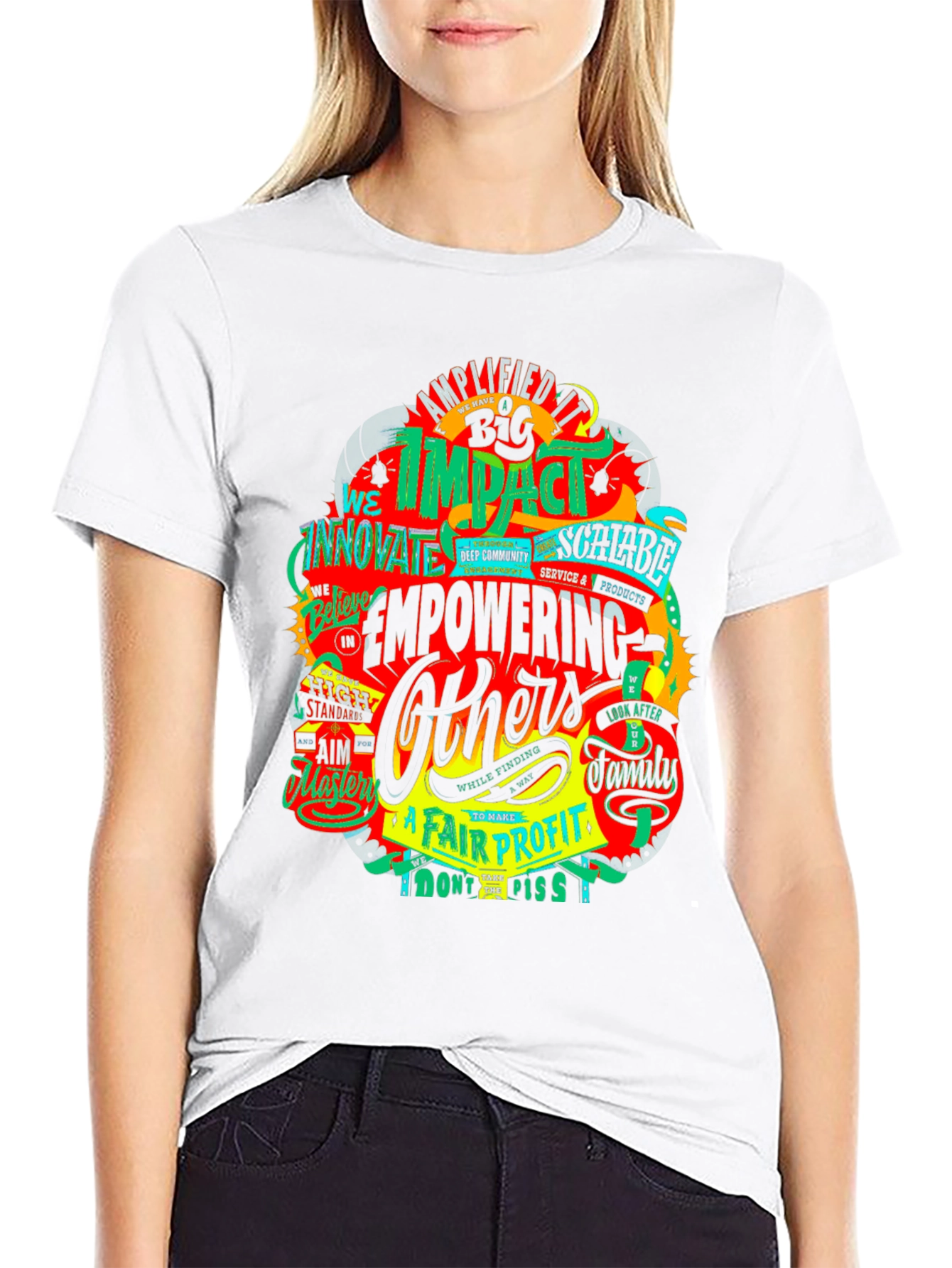 Impactful Empowering Others Graphic Print Black T-Shirt