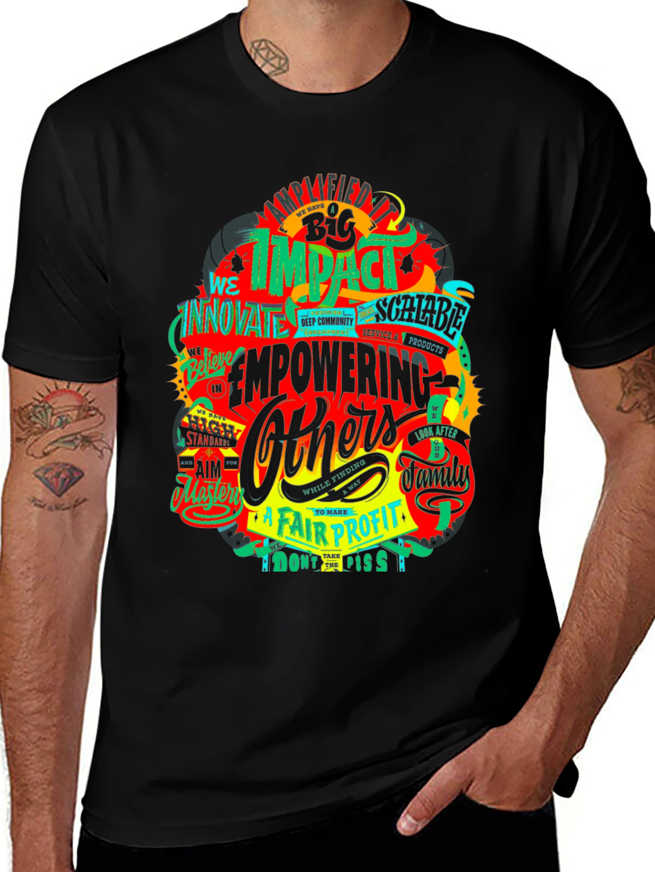 Impactful Empowering Others Graphic Print Black T-Shirt