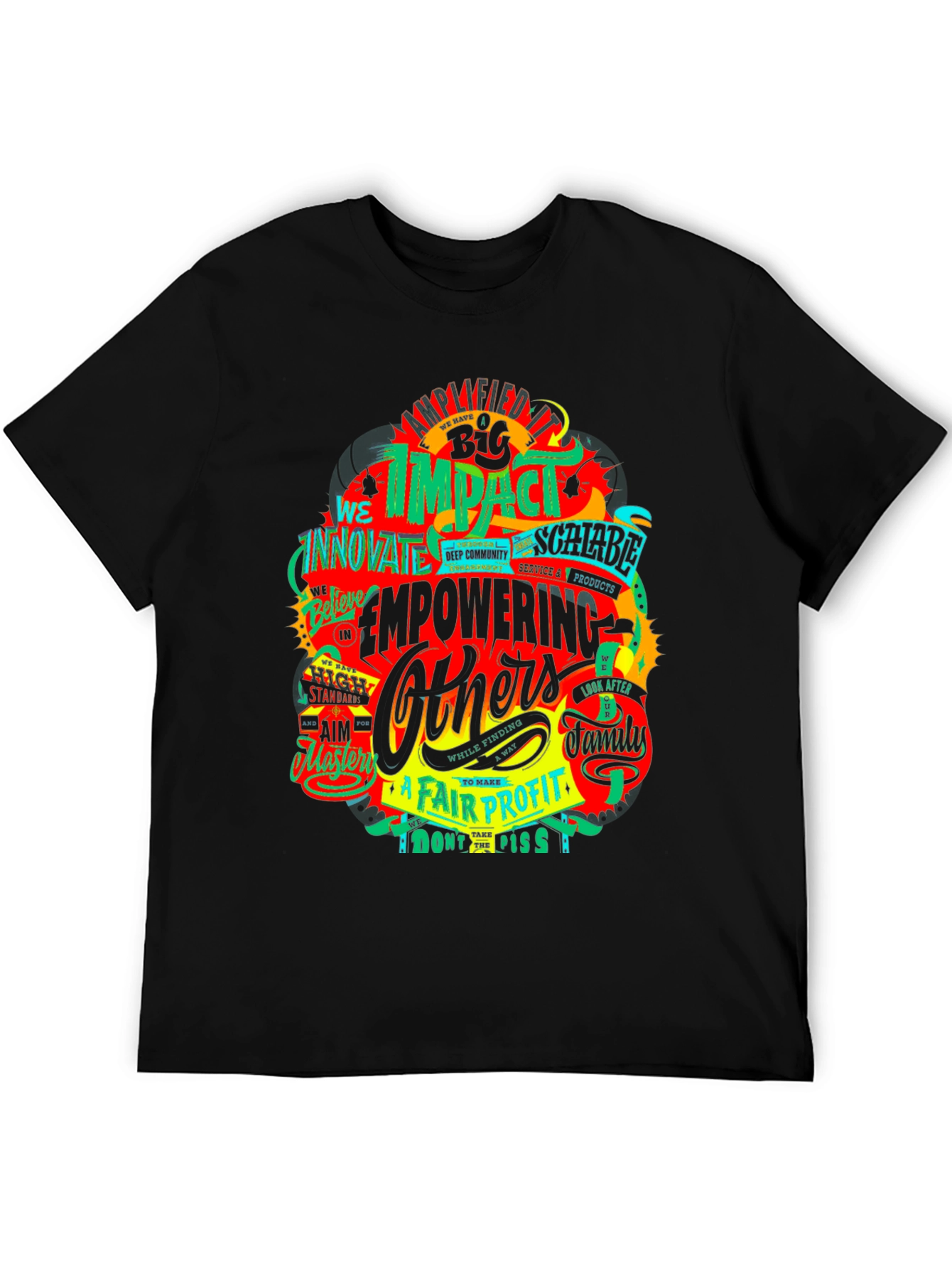 Impactful Empowering Others Graphic Print Black T-Shirt