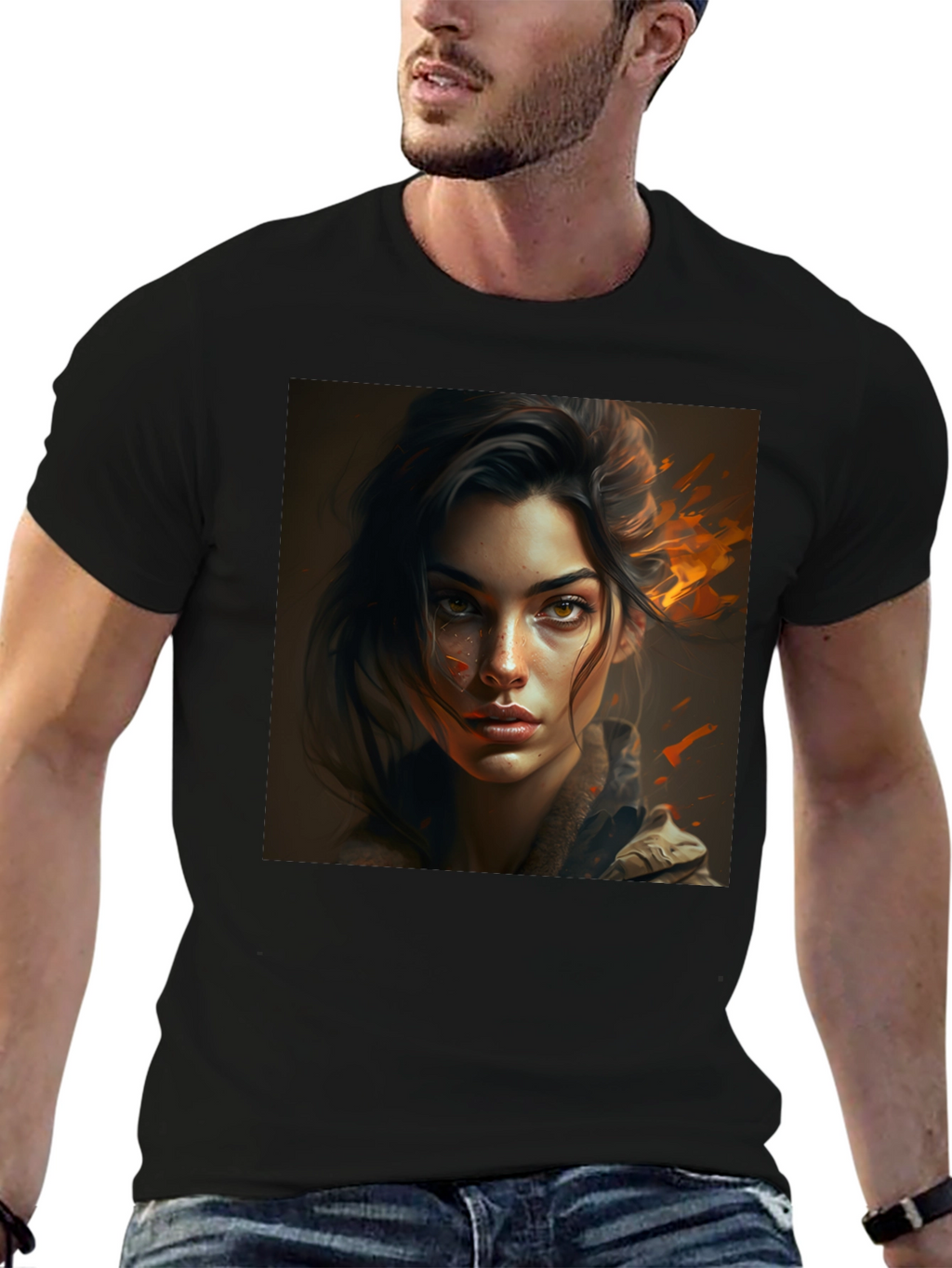 Graphic Tee - Woman Portrait Black T-Shirt