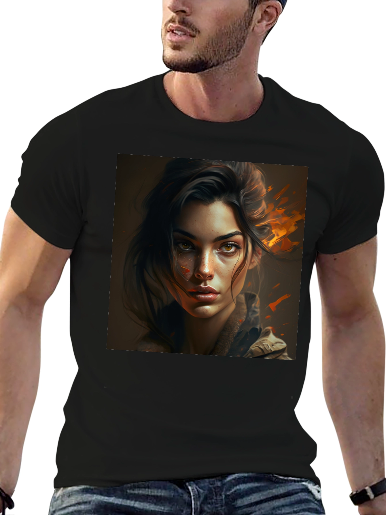 Graphic Tee - Woman Portrait Black T-Shirt