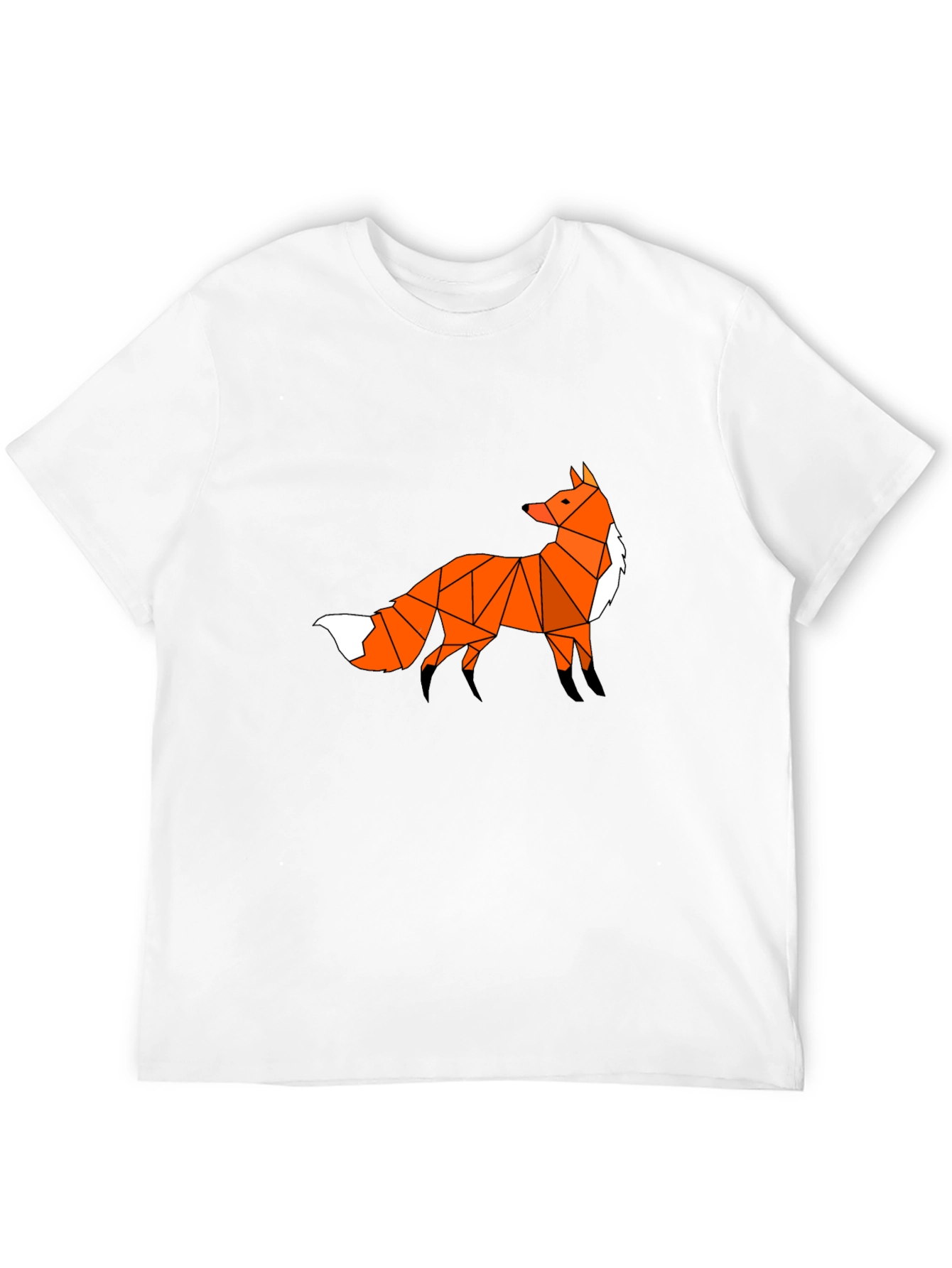 Geometric Fox Graphic Tee - Black