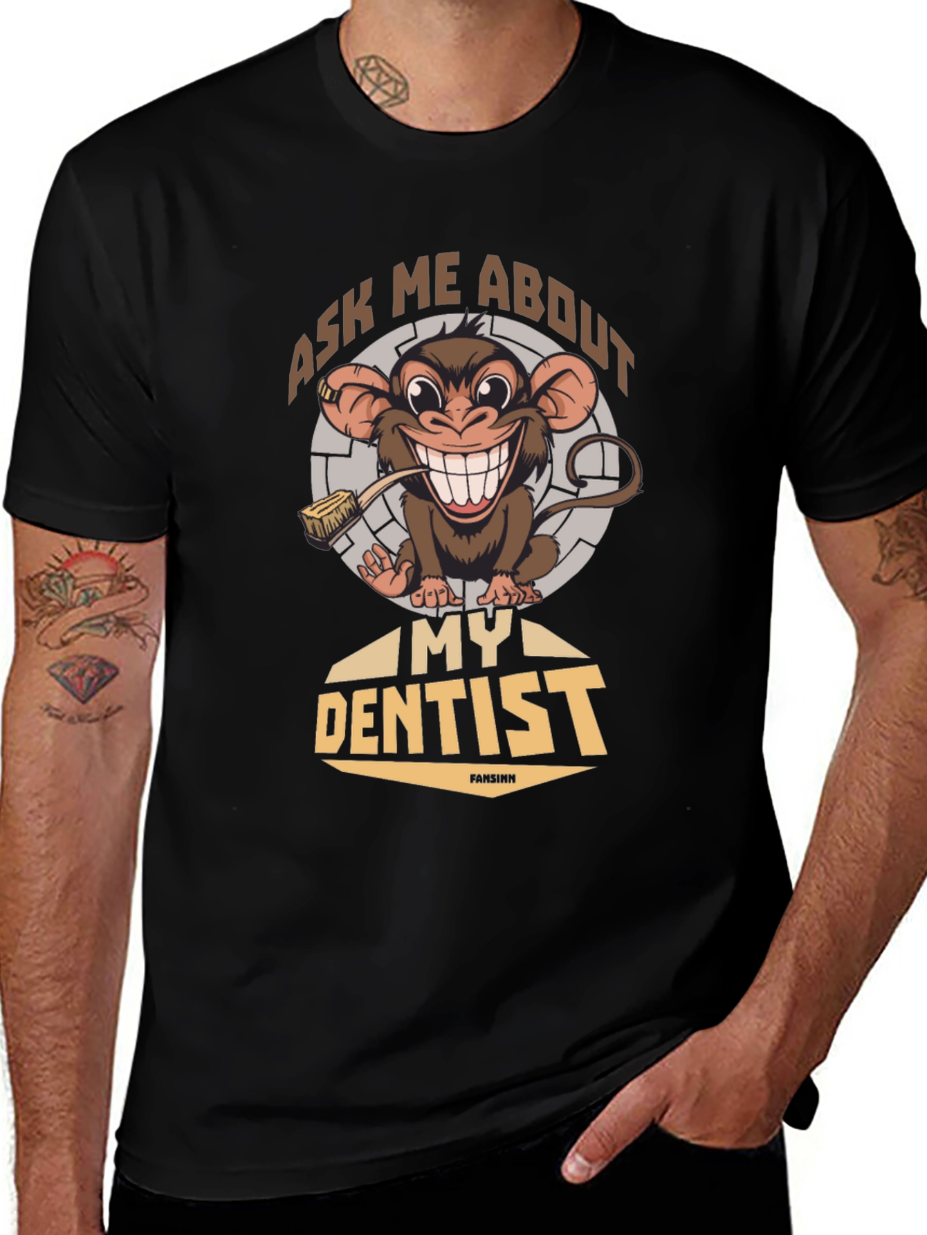 Funny Monkey Dentist T-Shirt - Ask Me About My Dentist