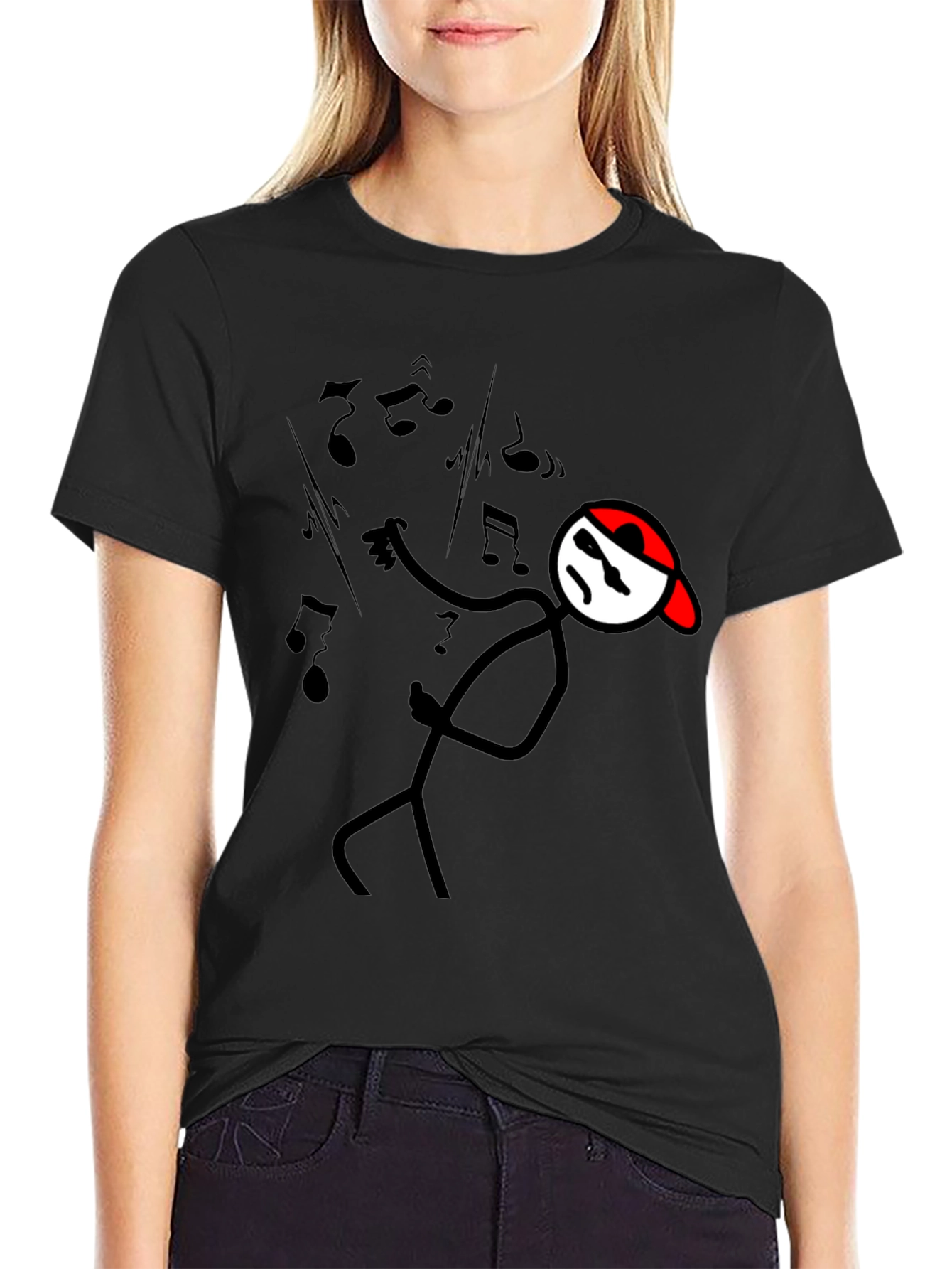 Cool Stick Figure Music Lover Tee