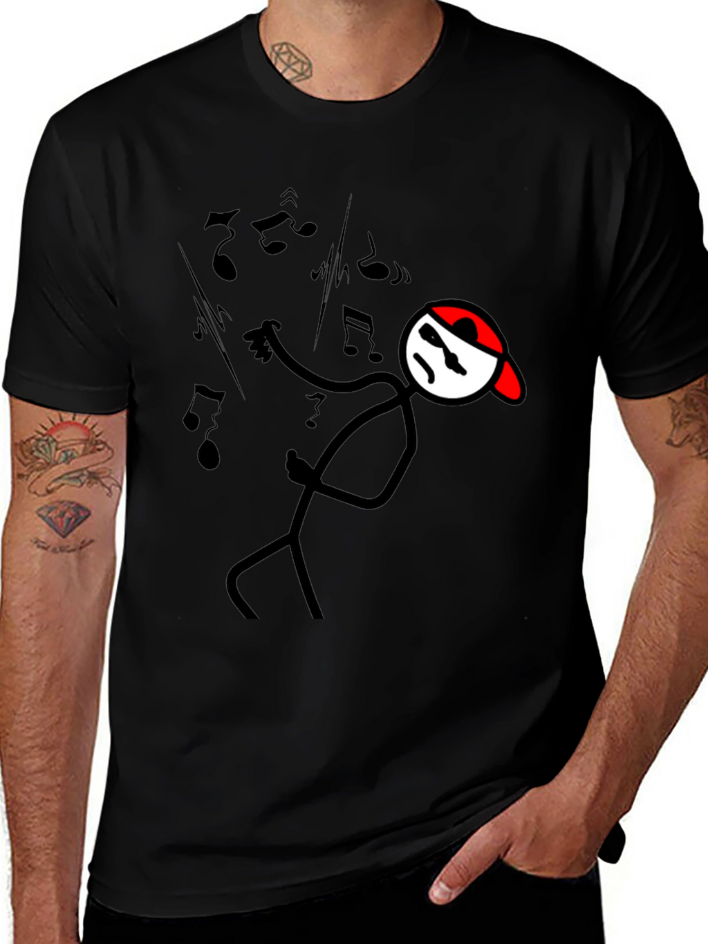 Cool Stick Figure Music Lover Tee