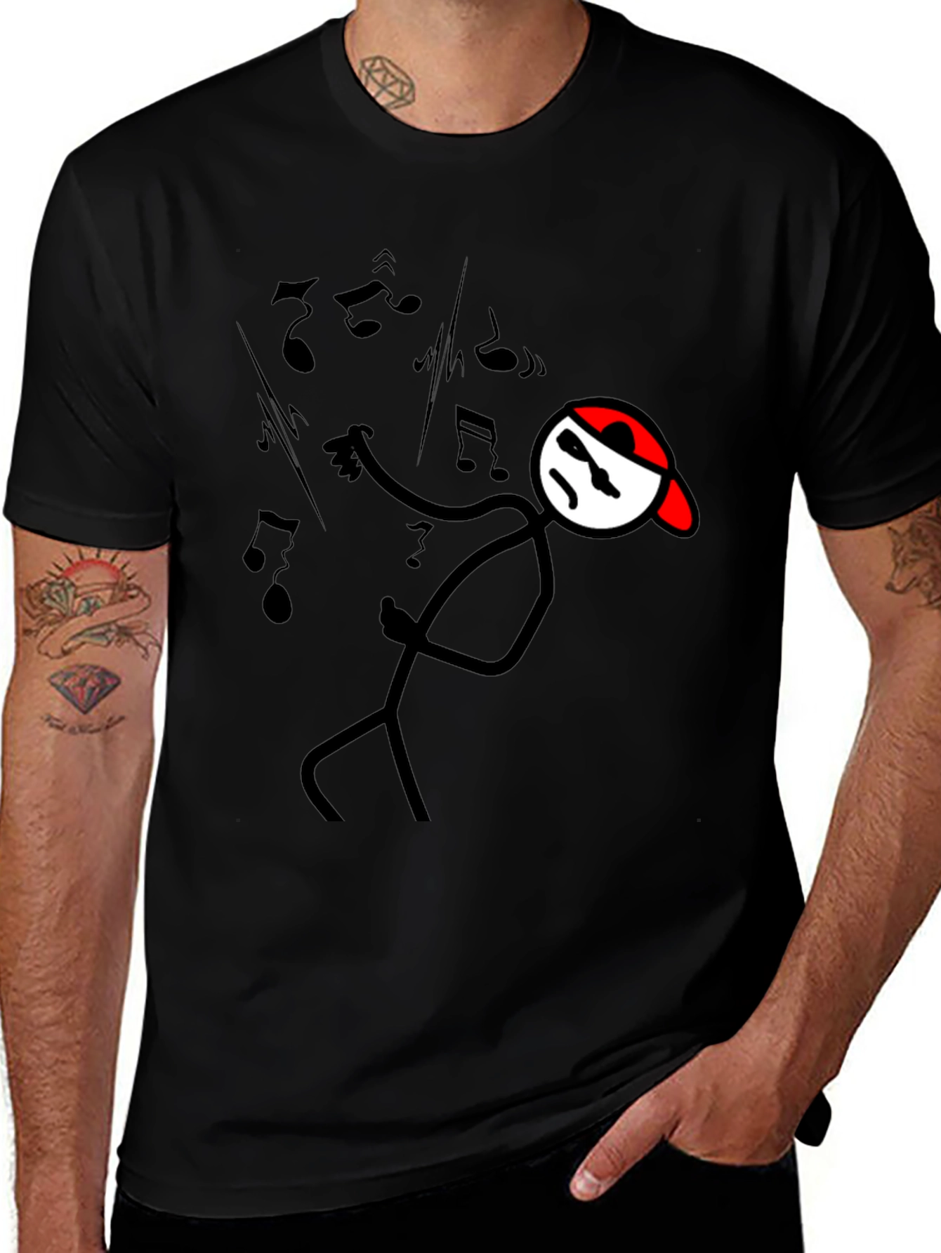 Cool Stick Figure Music Lover Tee