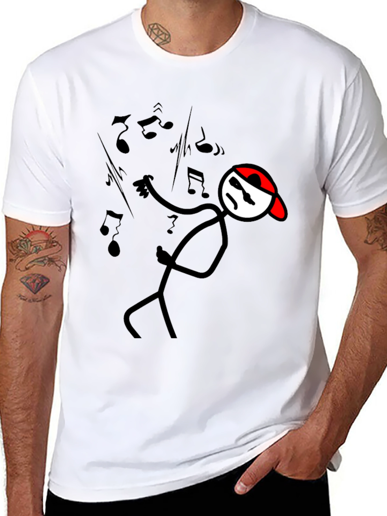Cool Stick Figure Music Lover Tee