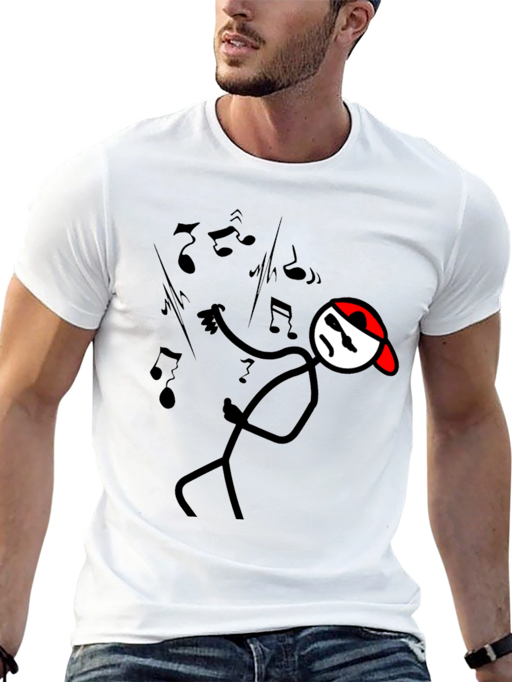 Cool Stick Figure Music Lover Tee