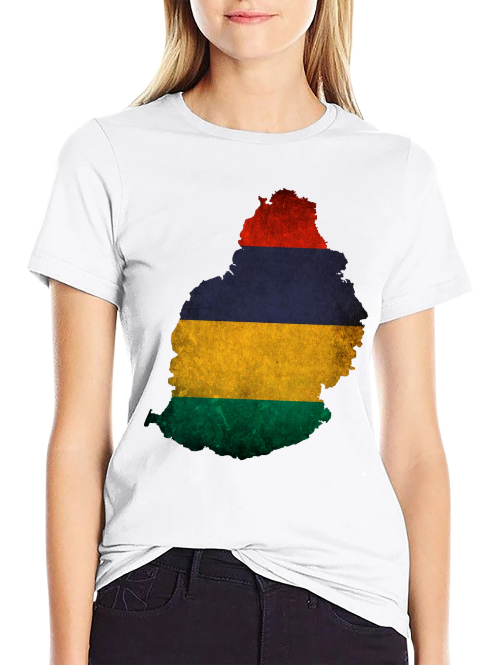 Mauritius Flag Map Graphic T-Shirt