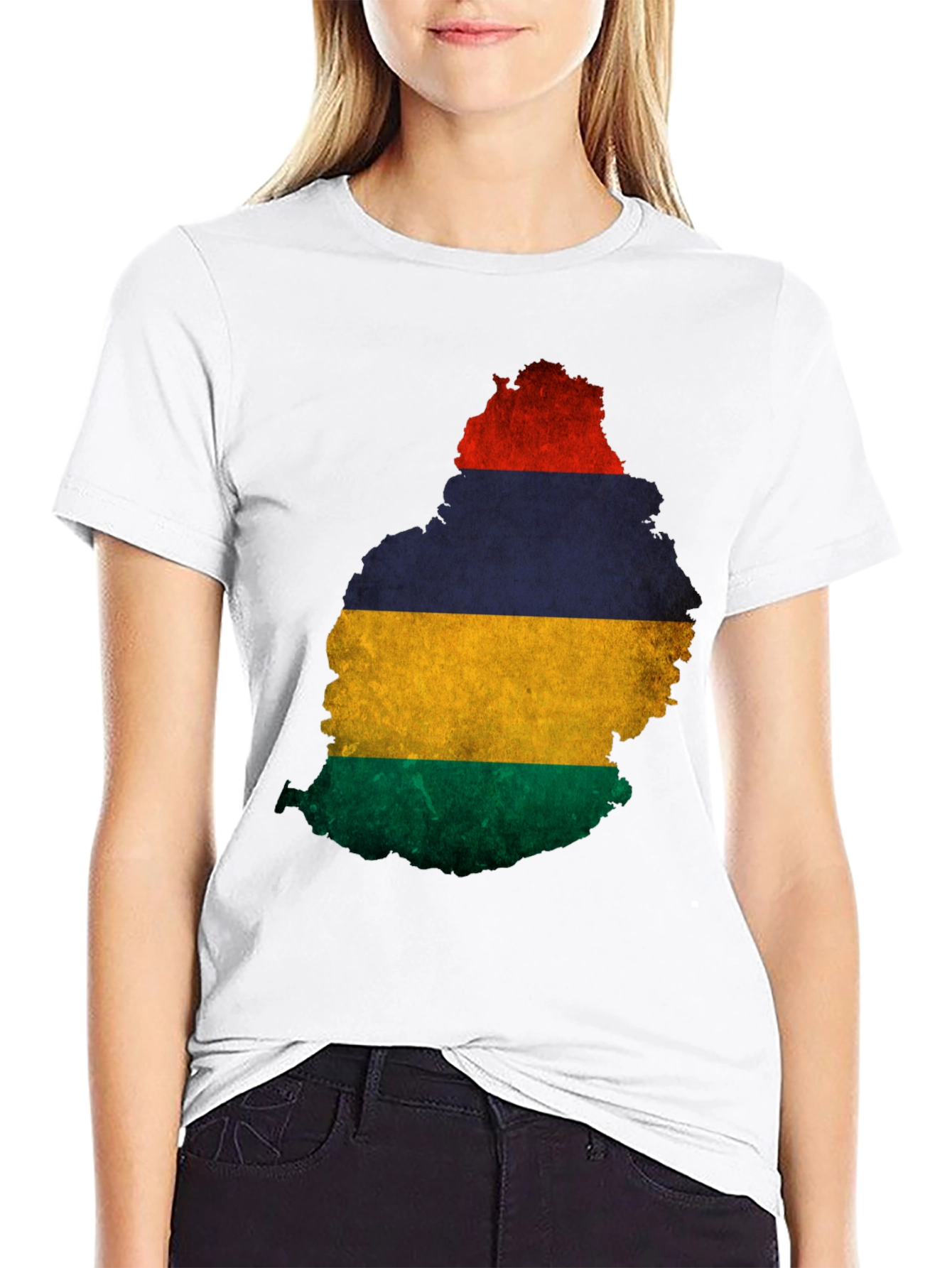 Mauritius Flag Map Graphic T-Shirt