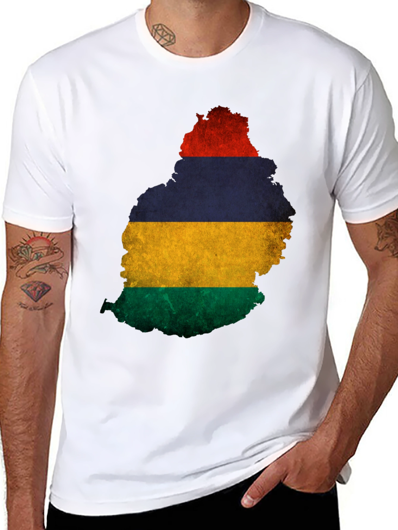Mauritius Flag Map Graphic T-Shirt