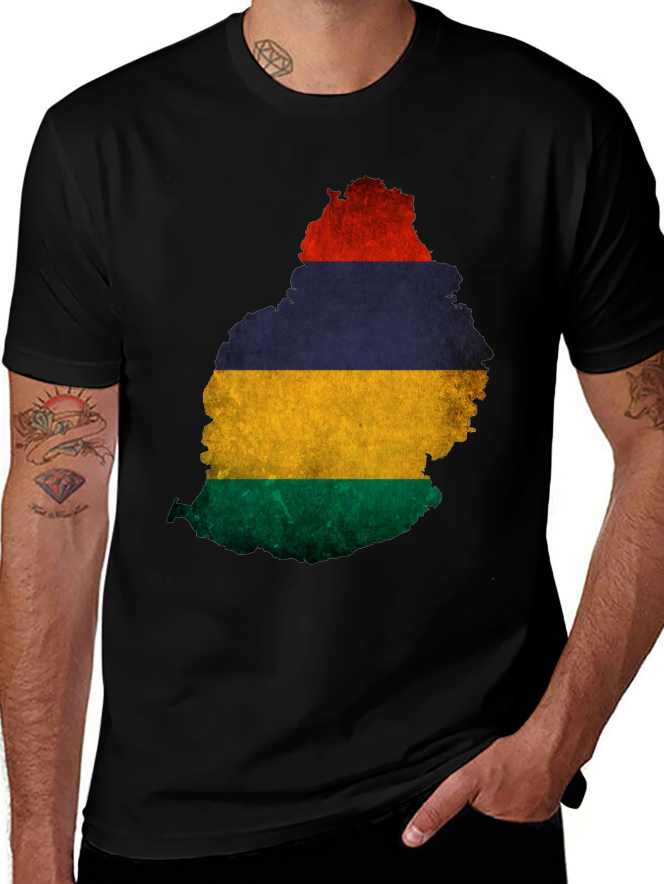 Mauritius Flag Map Graphic T-Shirt